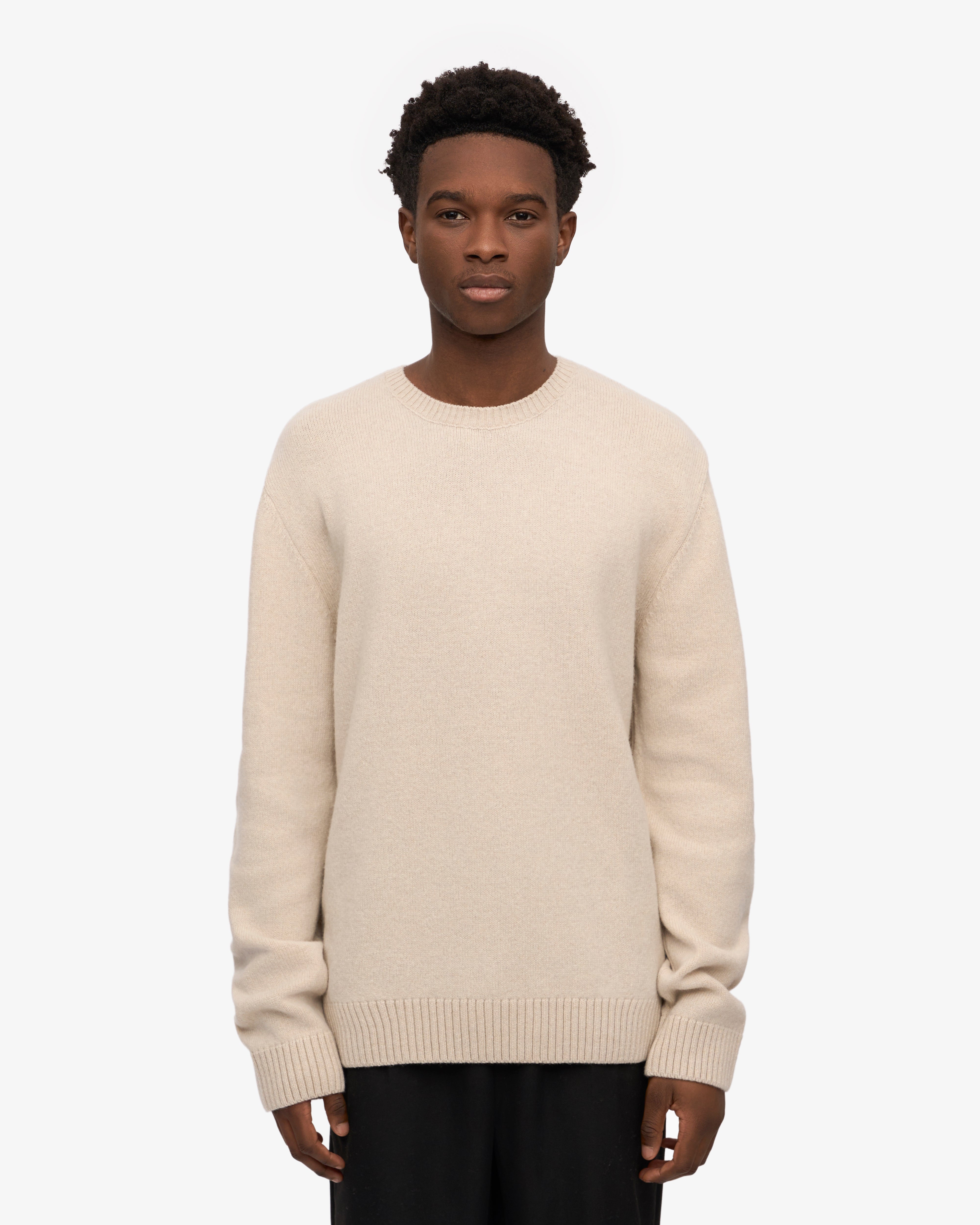Classic Merino Wool Crew Neck Sweater for Men & Women | Soft Ivory White Winter Pullover | Perfect for Cold Weather, Office Wear & Casual Outfits