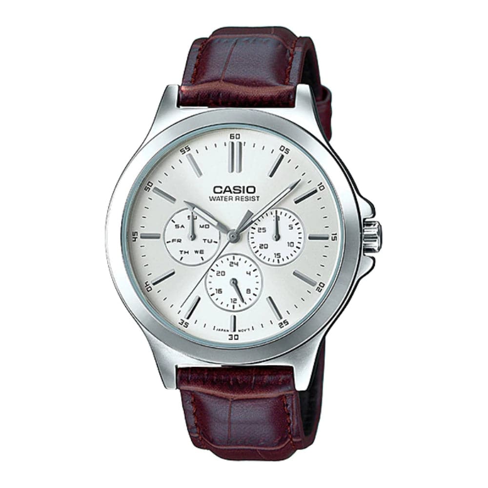 CASIO MTP-V300L-7AUDF Analog Men's Watch with Brown Leather Strap - Stylish & Durable for Business, Casual & Everyday Wear