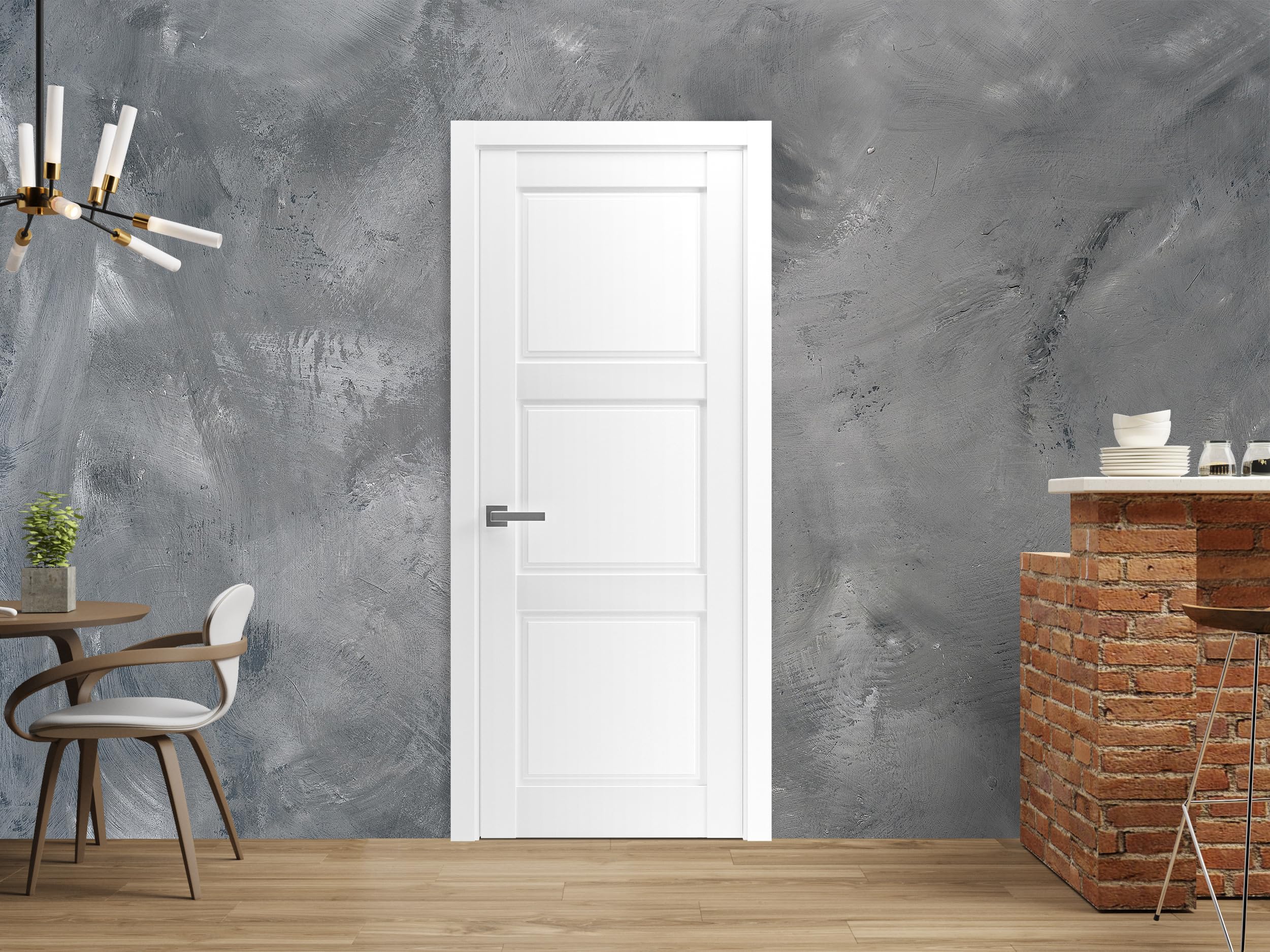Lucia 2661 Matte White Slab Barn Door Panel 30