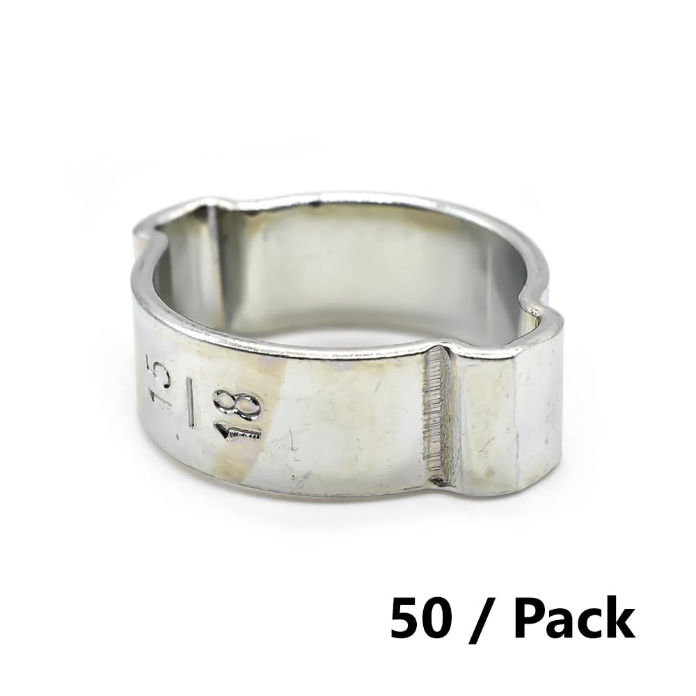 Interstate Pneumatics H618 Double Ear Steel Hose Clamp - Zinc Plated 15-18mm (50 Pack) - Ideal for Automotive, Plumbing, and Industrial Applications