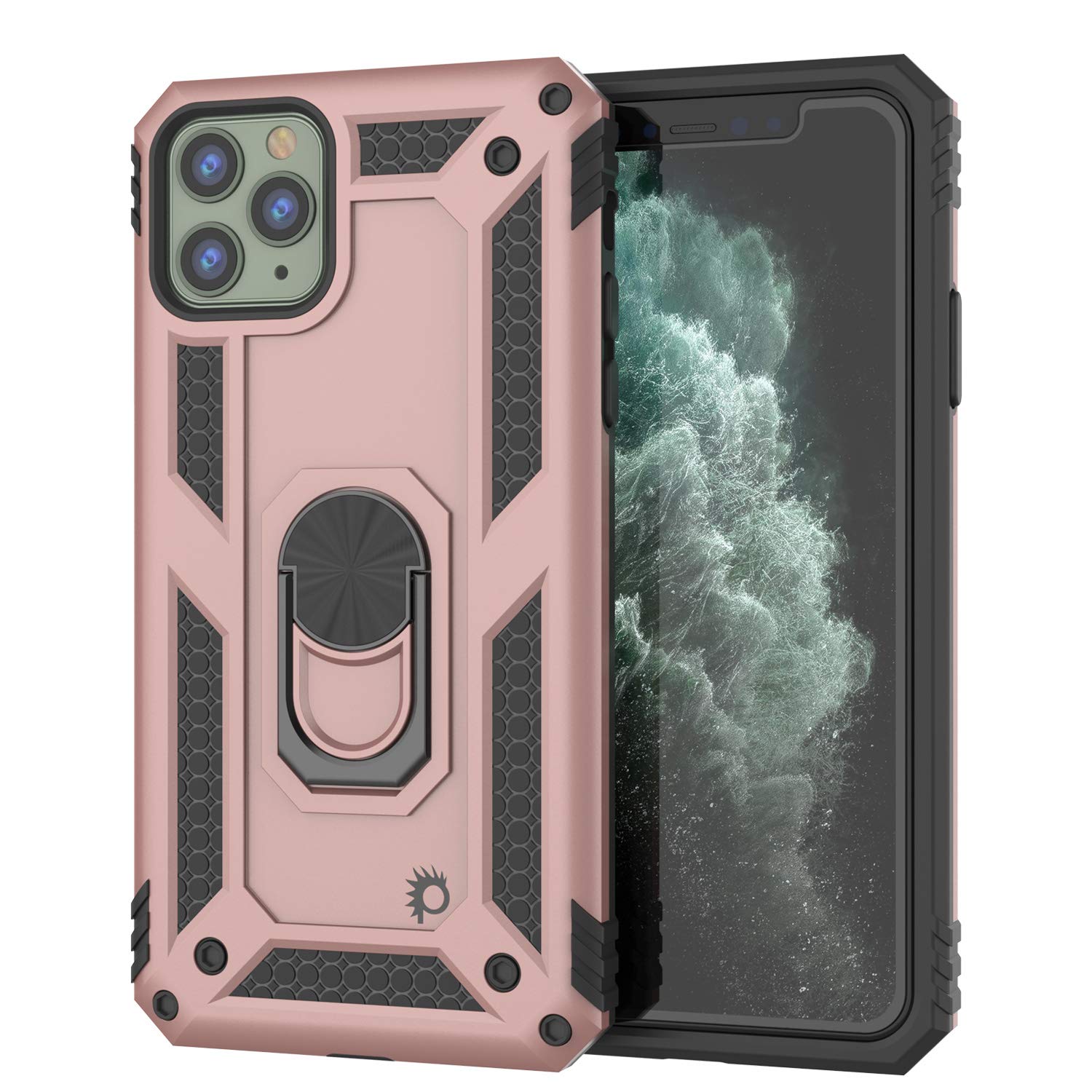 PunkCase for iPhone 11 Pro Max - Military Grade Protective Case with Metal Ring Grip & Kickstand | Dual Layer ArmorShield Series | Full Body Protection for iPhone 11 Pro Max (6.5 Inch) | Rose Gold | Perfect for Outdoor Activities, Travel & Daily Use