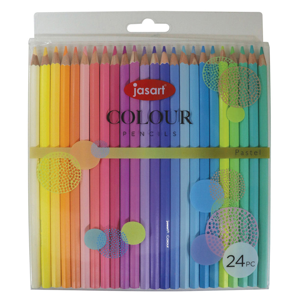 24-Piece Jasart Studio Art & Craft Colored Pencil Set - Soft Pastel Shades for Drawing, Sketching & Adult Coloring Books | Perfect for Artists, Students & DIY Craft Projects