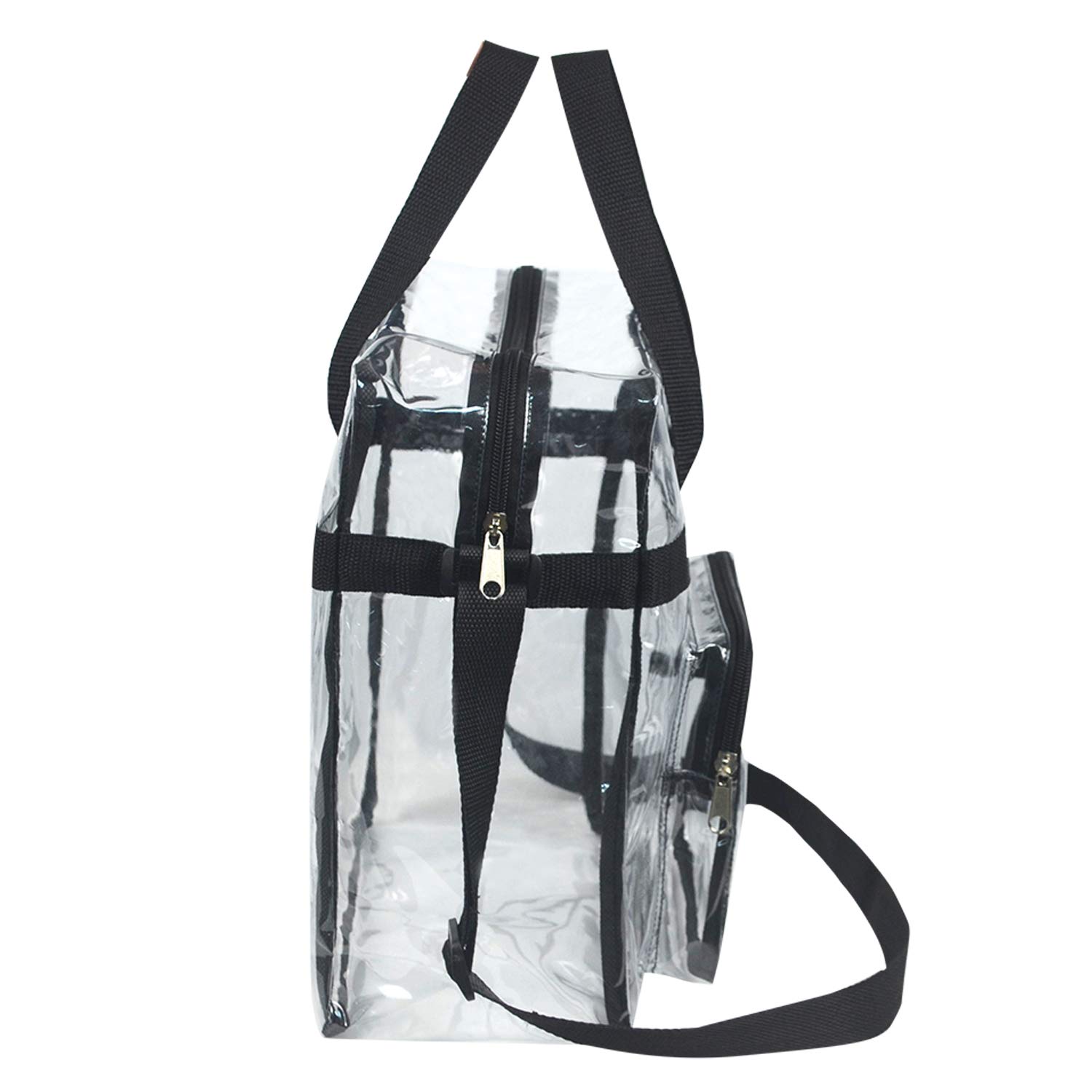 SARVERTIC Clear Tote Bag - Large Transparent Waterproof Travel Toiletry Crossbody Bag with Adjustable Shoulder Strap & Secure Zipper Closure | Perfect for Stadium Events, Work Commute, Sports Games, Concerts, Beach Trips & Airport Security | Trendy PVC Cosmetic Organizer for Women & Men