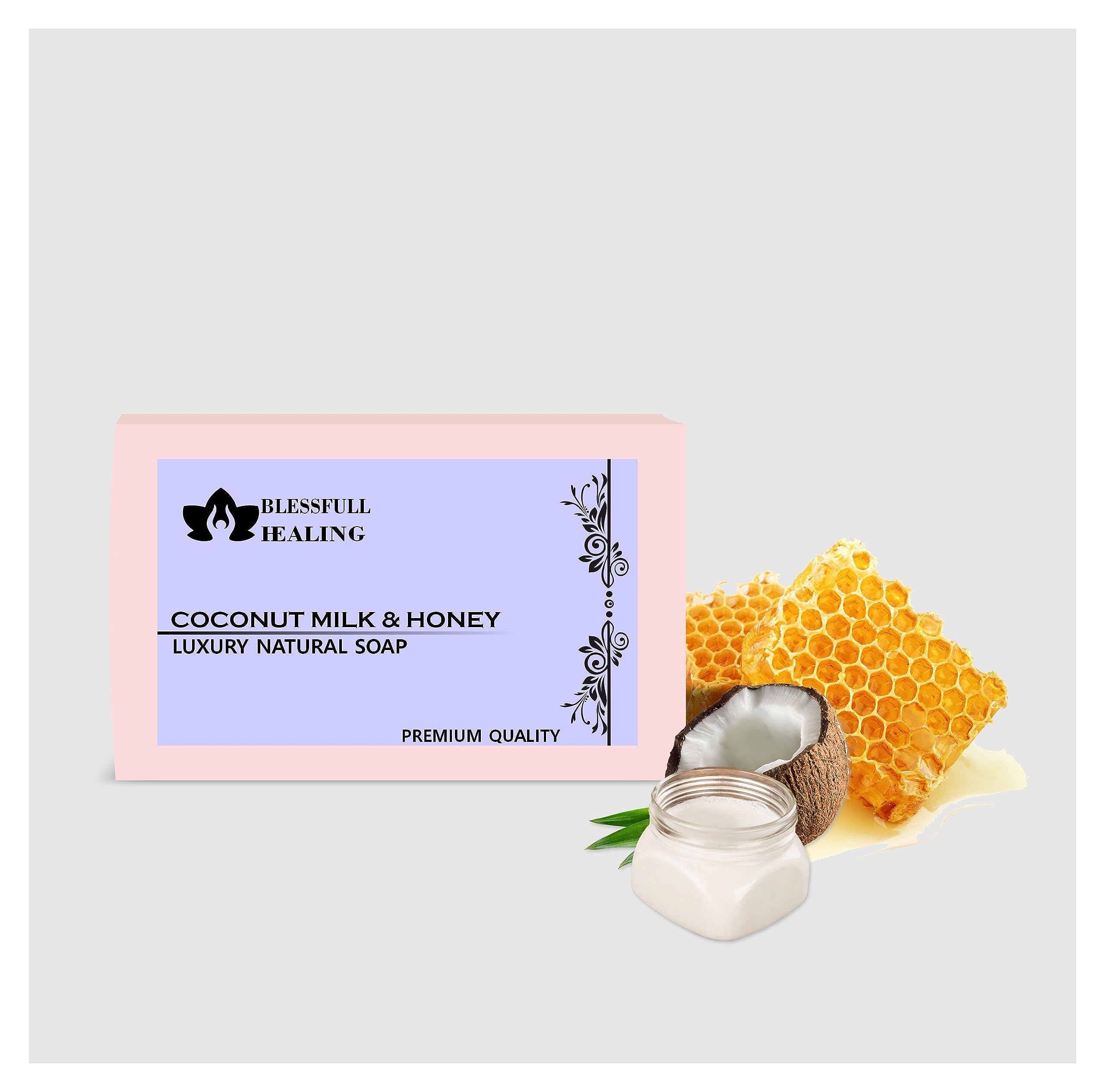 Premium Coconut Milk & Honey Handmade Natural Soap Bars - 4.4 oz (125g) Each, Pack of 4 - Moisturizing & Gentle Cleansing for Dry & Sensitive Skin - Perfect for Daily Use, Gift Sets & Spa Treatments