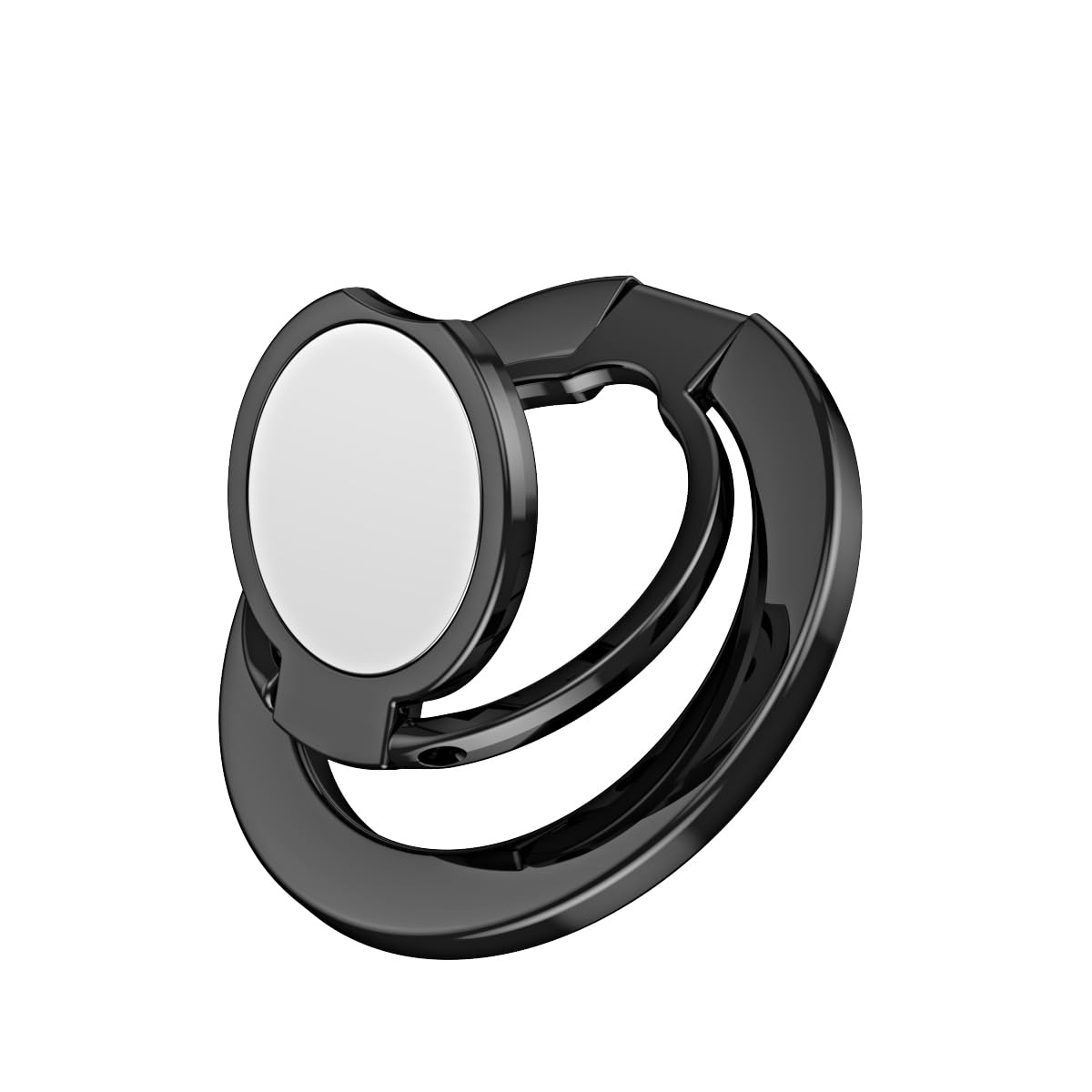 KutumyQC Magnetic Phone Ring Holder for MagSafe - Adjustable Kickstand & Secure Grip Compatible with iPhone 14/13/12 Series (Plus/Mini/Pro/Pro Max) - Perfect for Hands-Free Viewing, Video Calls & Secure One-Handed Use - Smartphone Accessories (Black)