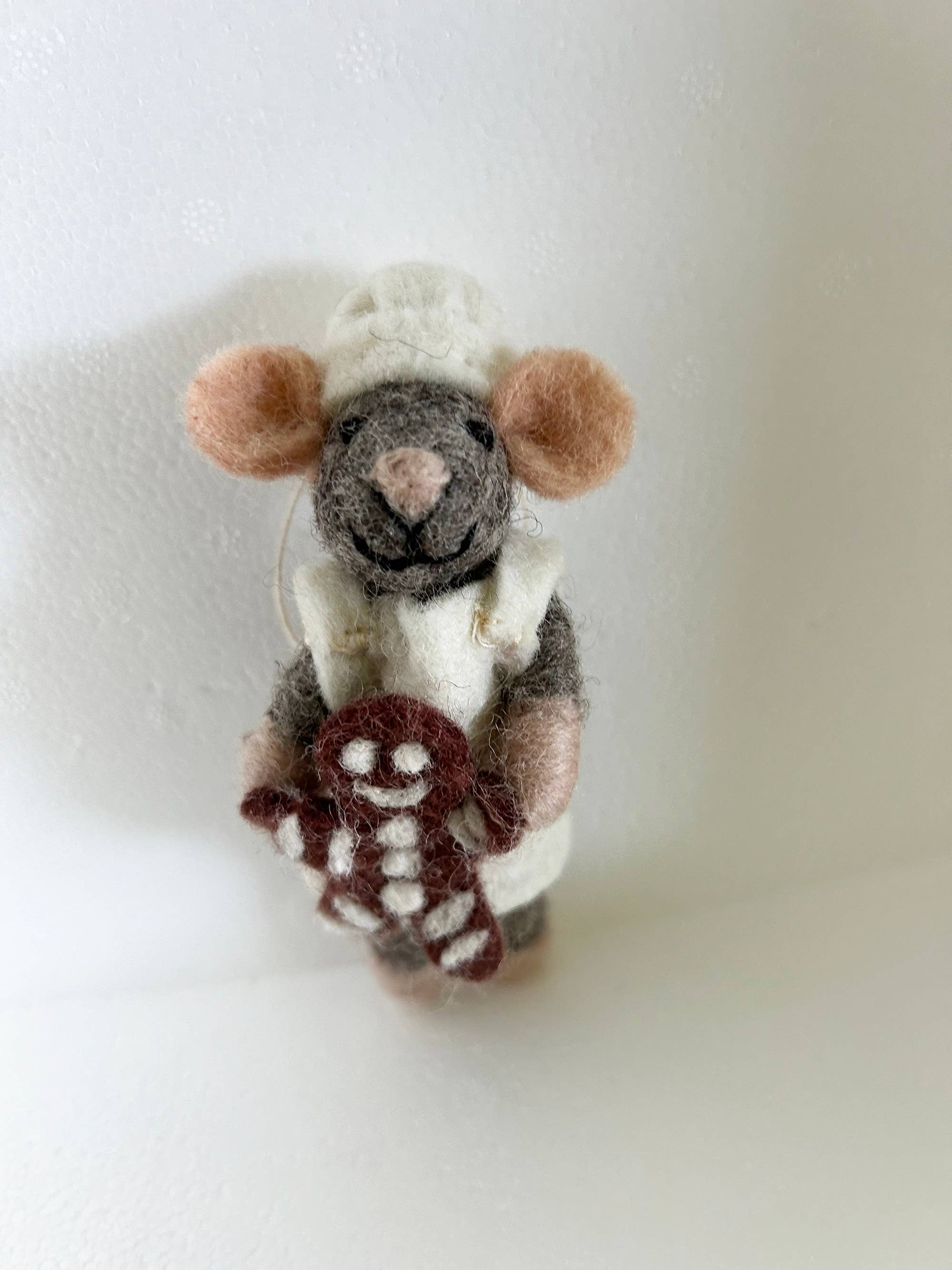 Handmade Felted Wool Baker Mouse Pierre Christmas Ornament - Perfect for Holiday Tree Decorations, Gift Giving & Winter Home Decor