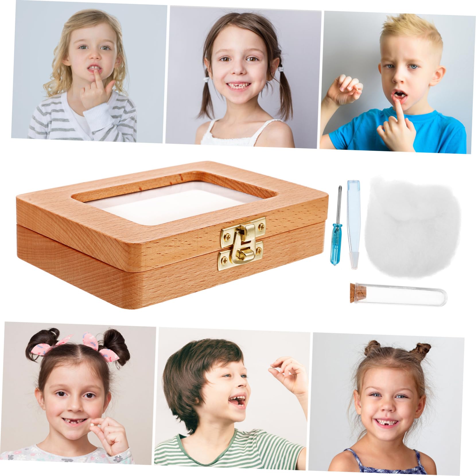Hohopeti Wooden Tooth Keepsake Box - First Tooth Organizer & Baby Tooth Saver Case - Perfect for Baby's First Tooth, Memory Storage, and Gift Giving