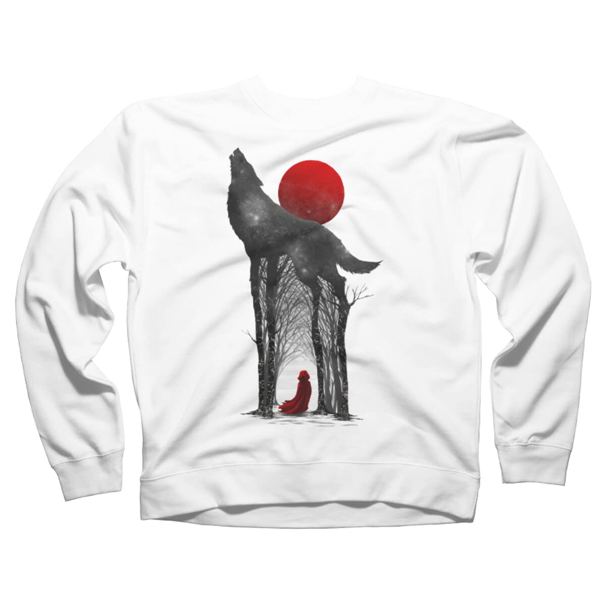 Design By Humans Unisex Little Red by Skaryllska Sweatshirt | Soft Cotton Pullover Hoodie for Men & Women | Perfect for Casual Wear, Street Style & Fall Fashion