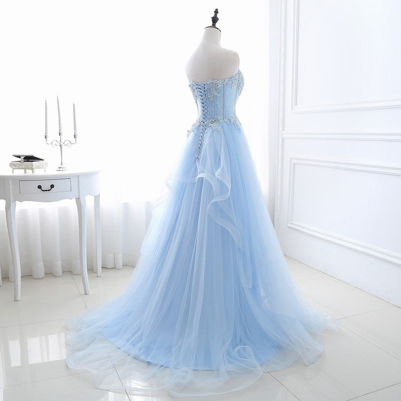Baby Blue Strapless A-Line Tulle Prom Dress for Formal Parties & Special Occasions | Elegant Evening Gown for Homecoming, Quinceañera & Wedding Guest