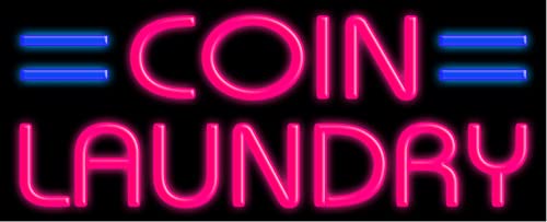 Vintage Coin Laundry Glass Neon Sign #10530 – Handcrafted in USA – Perfect for Retro Bar, Cafe, or Laundromat Decor