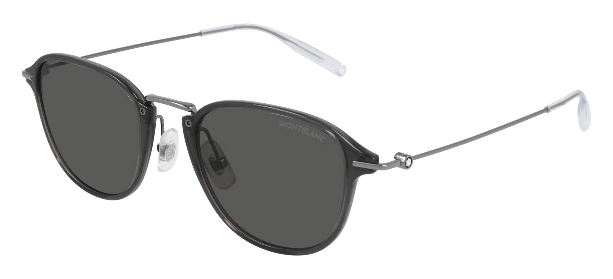 Montblanc MB0155S-001 Grey Round Polarized Sunglasses for Men - UV Protection, Classic Style for Driving, Travel & Outdoor Activities