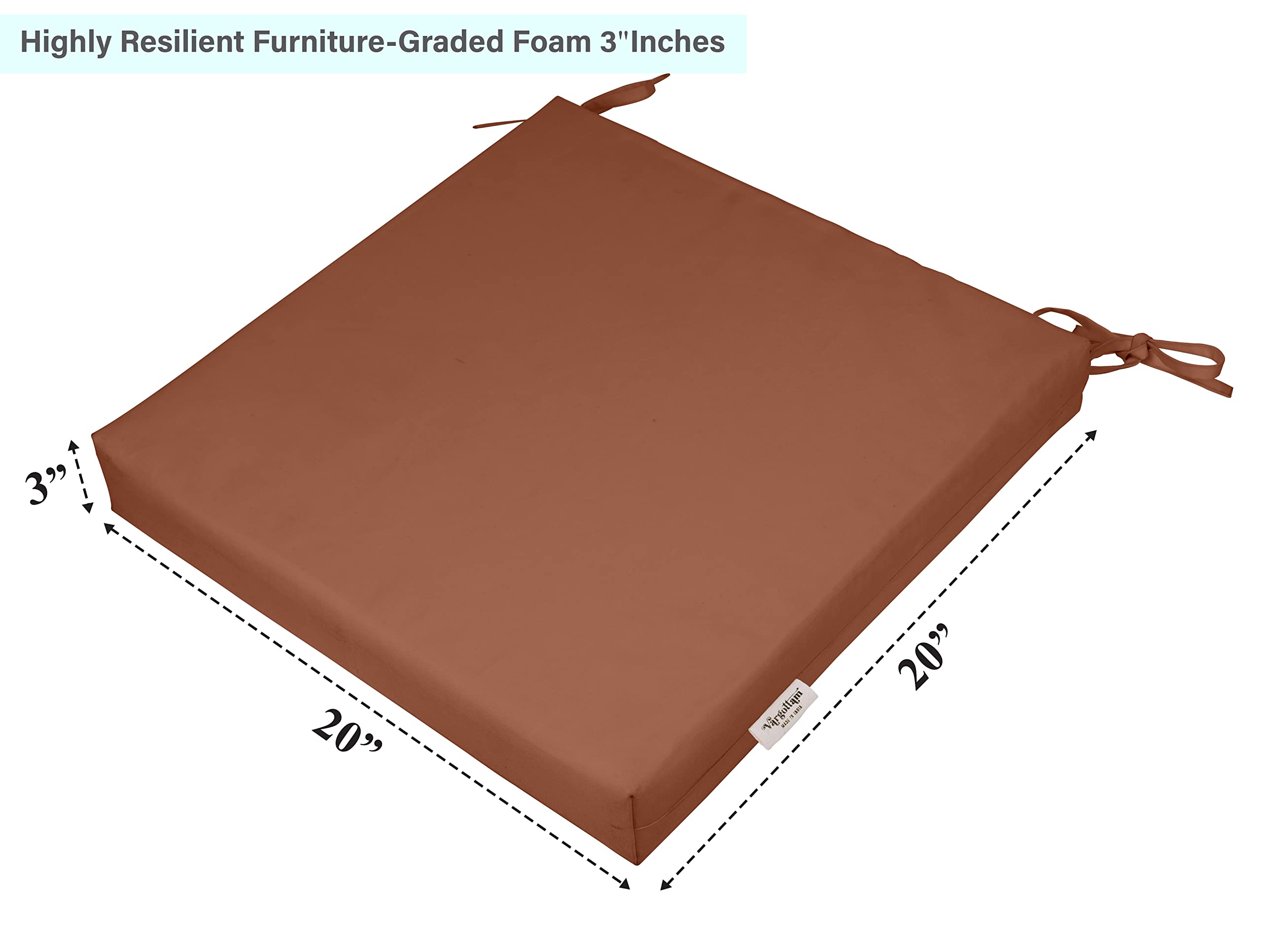 Premium 20x20 Inch Indoor/Outdoor Square Chair Cushions with Ties - Set of 2 Dusty Peach Patio Seat Cushions for Garden Furniture, Deck Chairs & Home Decor | Weather-Resistant & Comfortable for Lounging, Dining & Relaxing