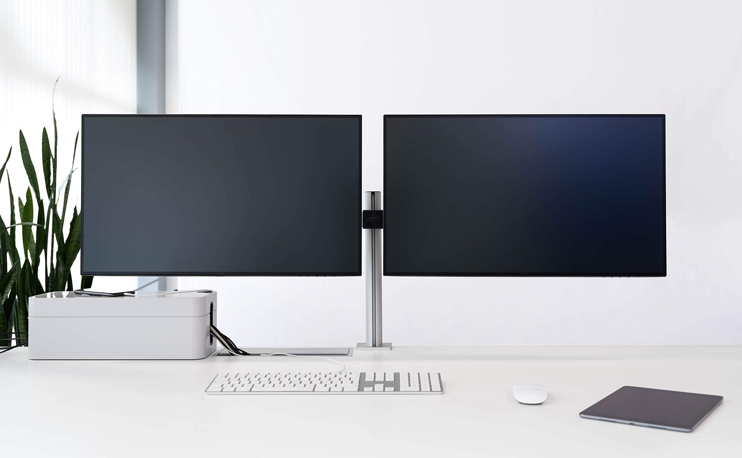 Durable Dual Monitor Mount Stand for 2 Screens 21-27 Inch - Adjustable Height, Rotate & Tilt - VESA 75/100 Compatible - Ergonomic Clamp-on Desk Mount for Home Office & Gaming Setup