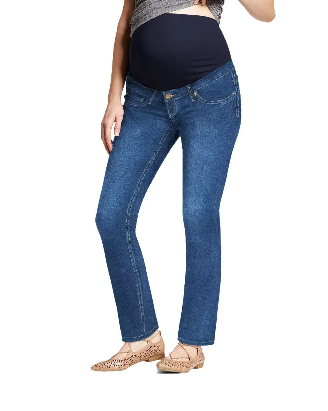 Hybrid & Company Super Comfy Stretch Women's Maternity Bootcut Jeans with Real Pockets - Perfect for Pregnancy Comfort & Everyday Wear