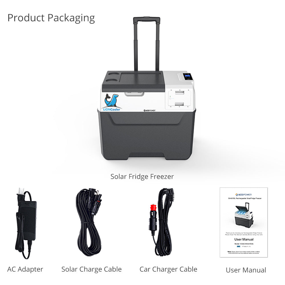 Acopower 40L/42Quarts Portable Refrigerator with Battery - 12V/24V Car Fridge for Camping, Road Trips & Outdoor Adventures - Compact Freezer for Food, Drinks & Medicine Storage