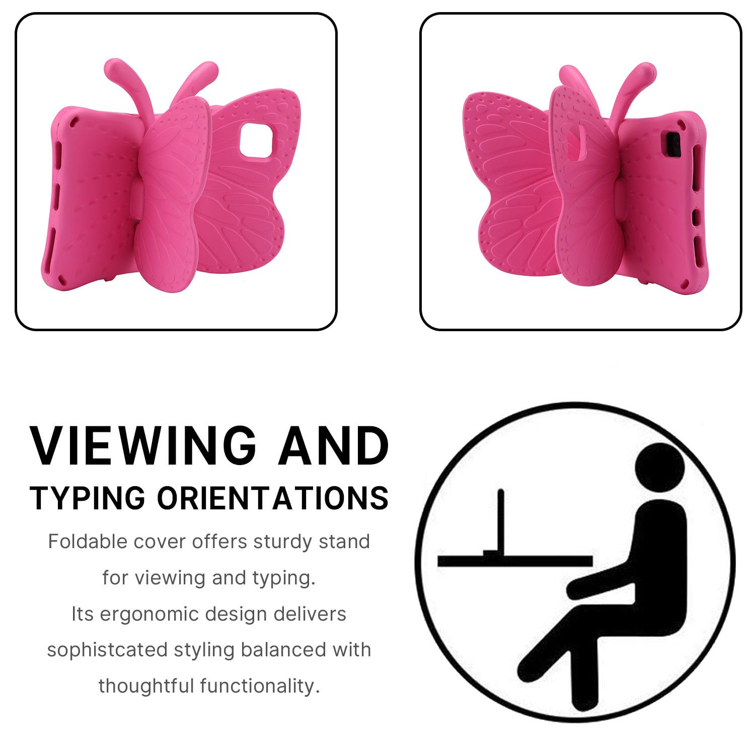 **Shockproof iPad Air 4/5/6 10.9 Inch Case (2022-2024) – Heavy Duty EVA Rugged Cover with Foldable Stand | Butterfly Design for Kids | Perfect for Boys, Girls & School Use (Rose Pink)**