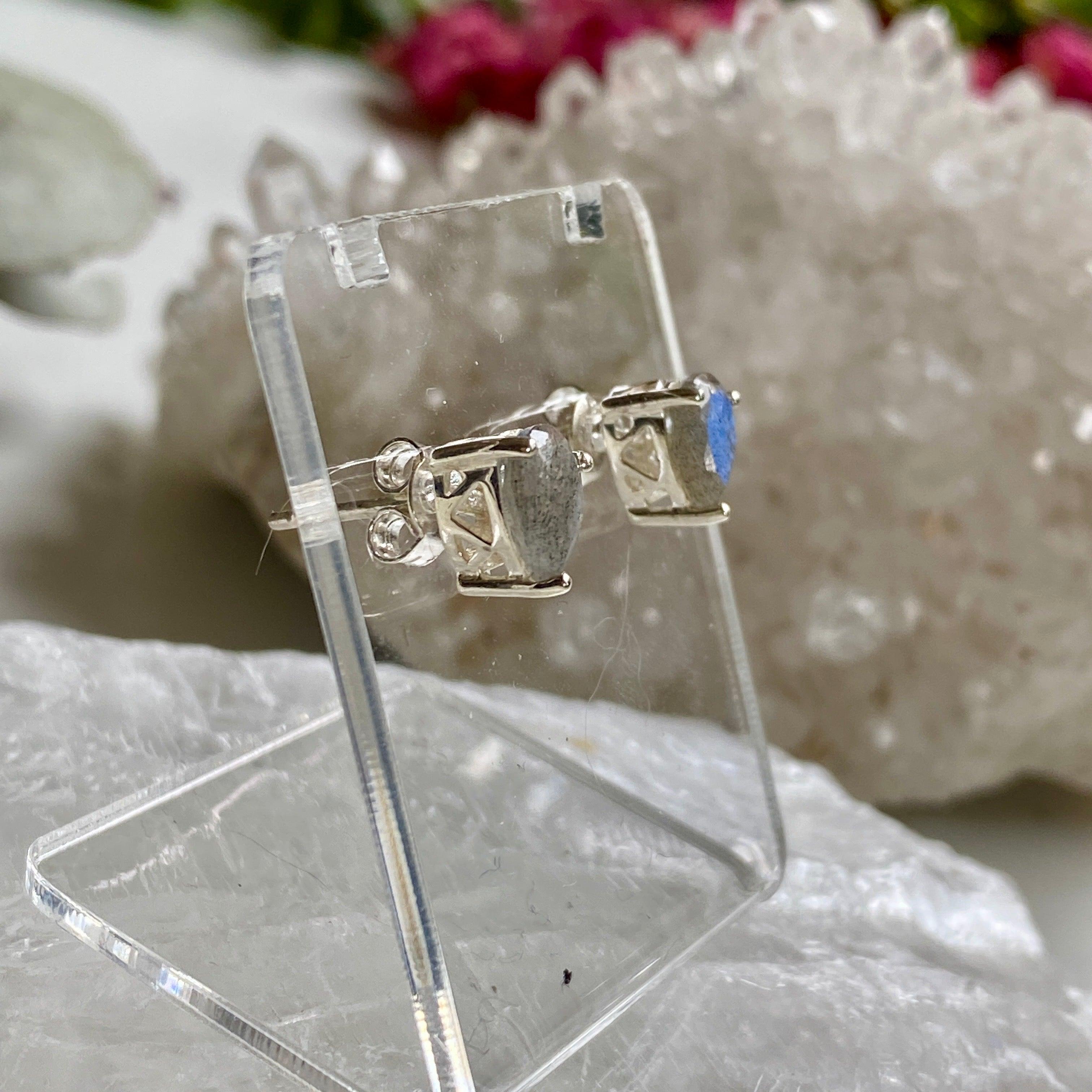 Labradorite Teardrop Stud Earrings KEGJ1039 - Elegant Gemstone Jewelry for Women, Perfect for Parties, Weddings & Everyday Wear