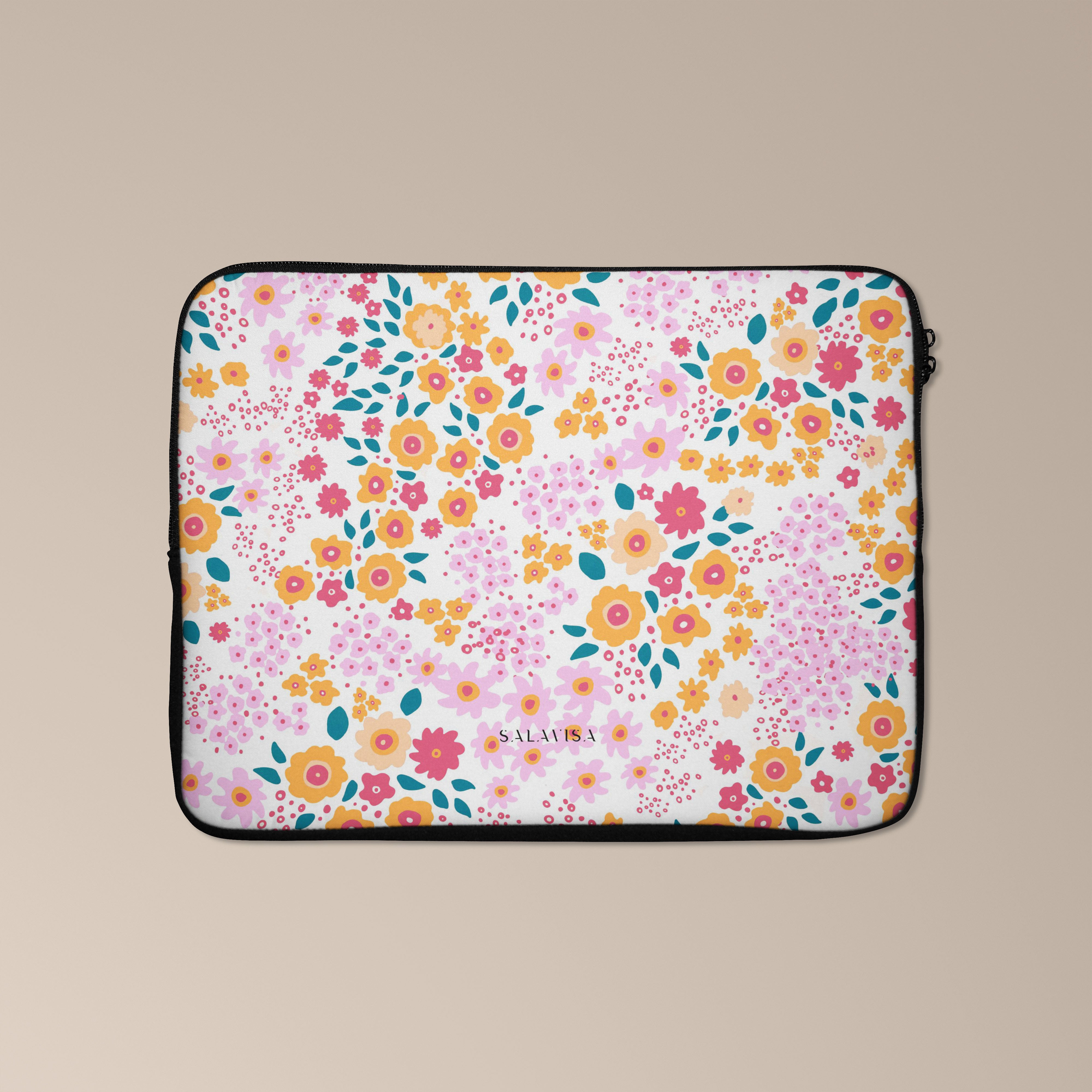 Floral Ditsy Print Laptop Sleeve - 13 Inch 14 Inch 15 Inch Laptop Case for MacBook Air Pro - Lightweight Protective Cover for School, Office & Travel