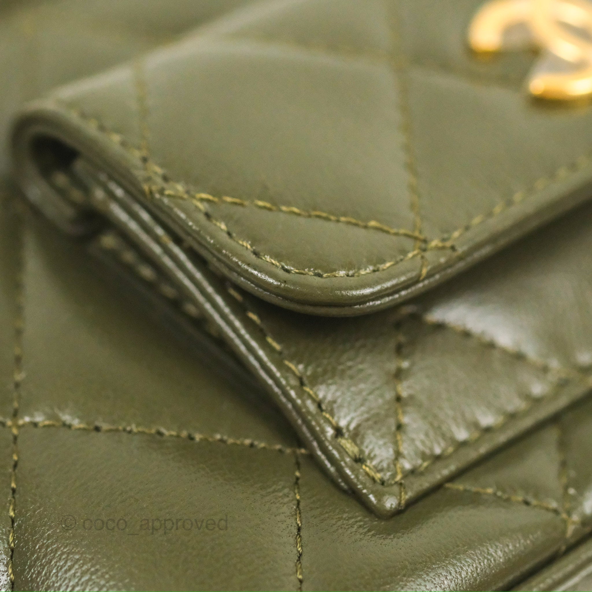 Chanel 22K Khaki Green Lambskin Cargo Pocket Top Handle Vanity Bag with Chain - Luxury Crossbody Purse for Women, Perfect for Date Night & Evening Events
