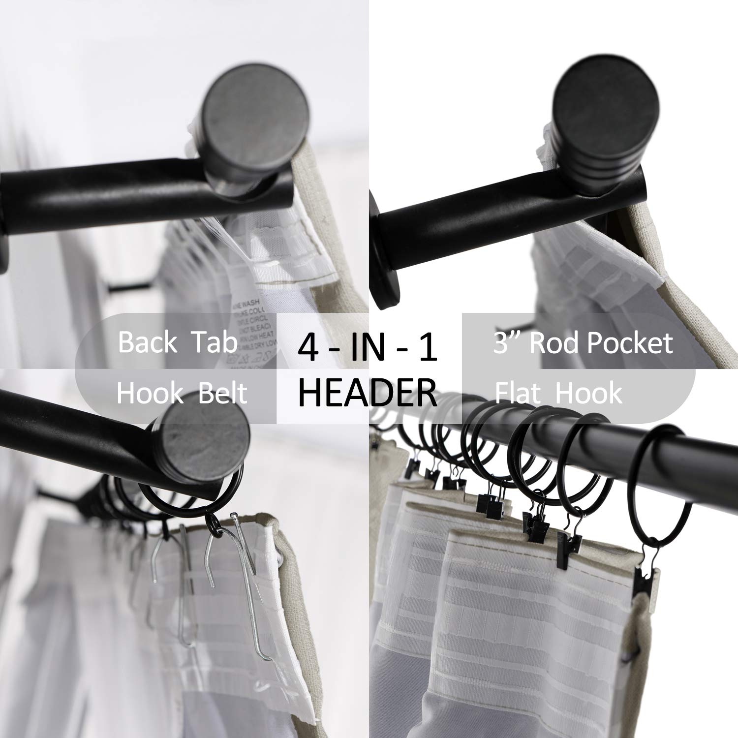 Frelement Breathable Faux Linen Blackout Curtains - Noise Reducing Rod Pocket & Back Tab Drapes for Bedroom, Living Room, Office - 100