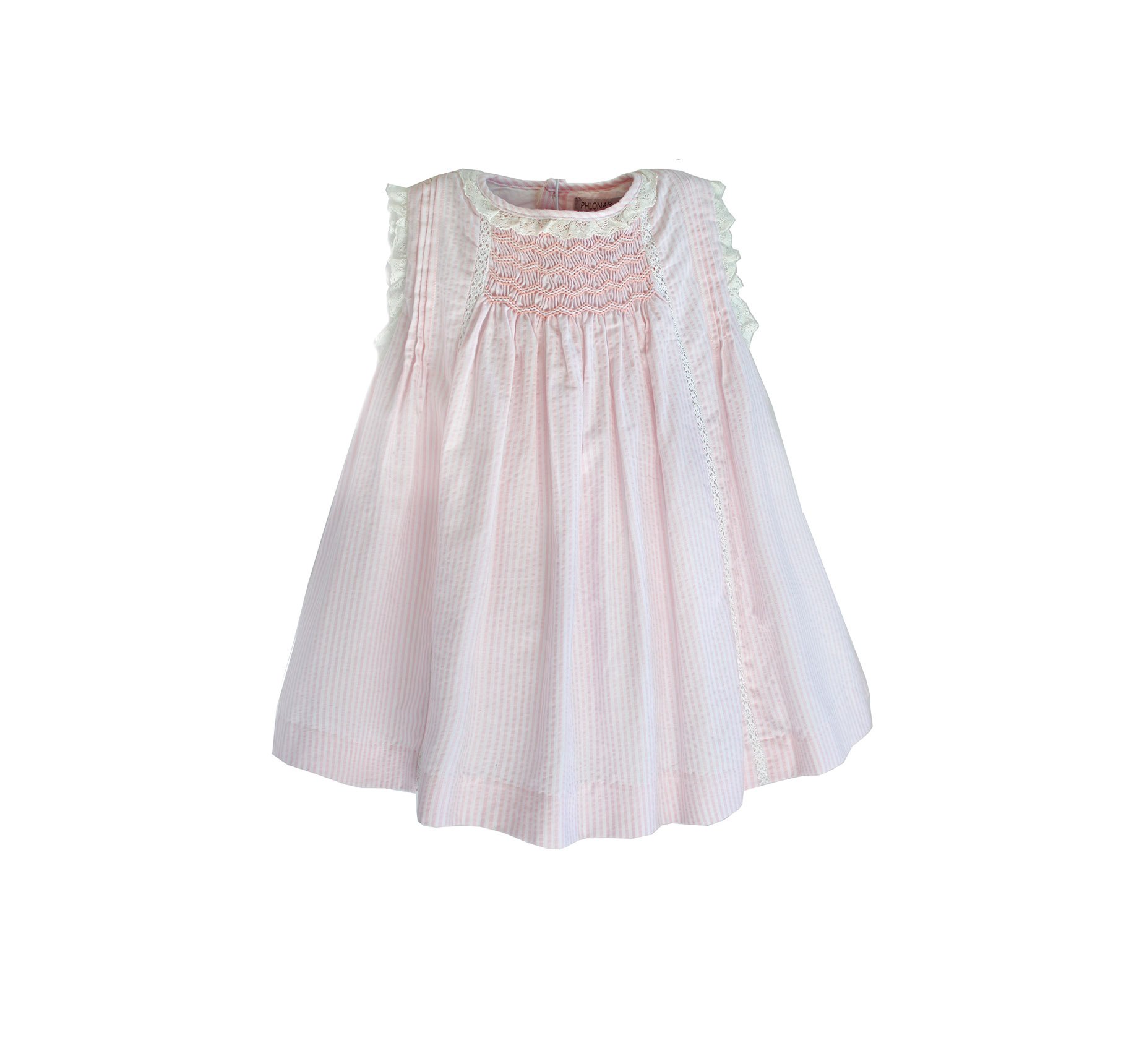 Little Toddler Girl's Hand Smocked Cotton Seersucker Dress - Baby Princess Easter Dress for Special Occasions, Photoshoots & Birthday Parties