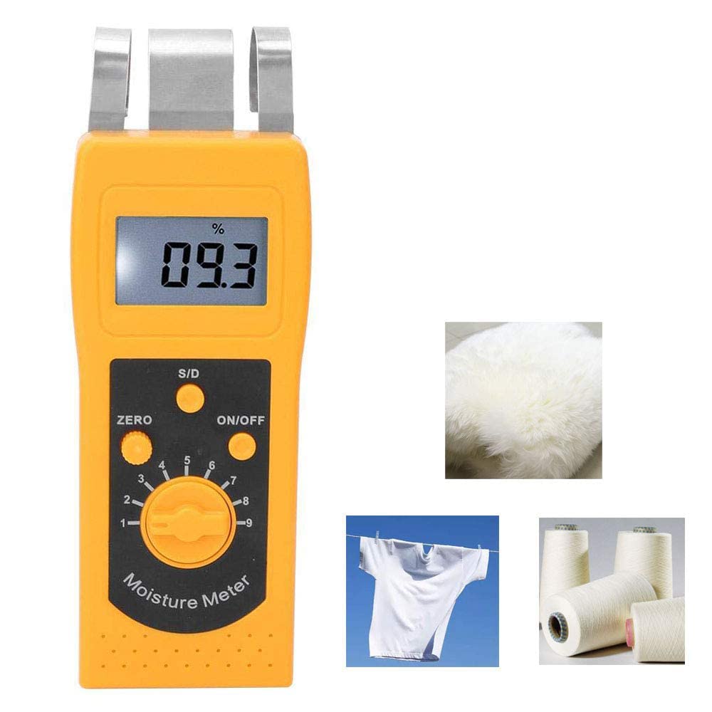 Digital Textile Moisture Meter Tester - 0.0% to 90% Measuring Range for Cotton, Clothes, Yarn & Wool - Perfect for Fabric Quality Control in Textile Manufacturing & Laundry Services