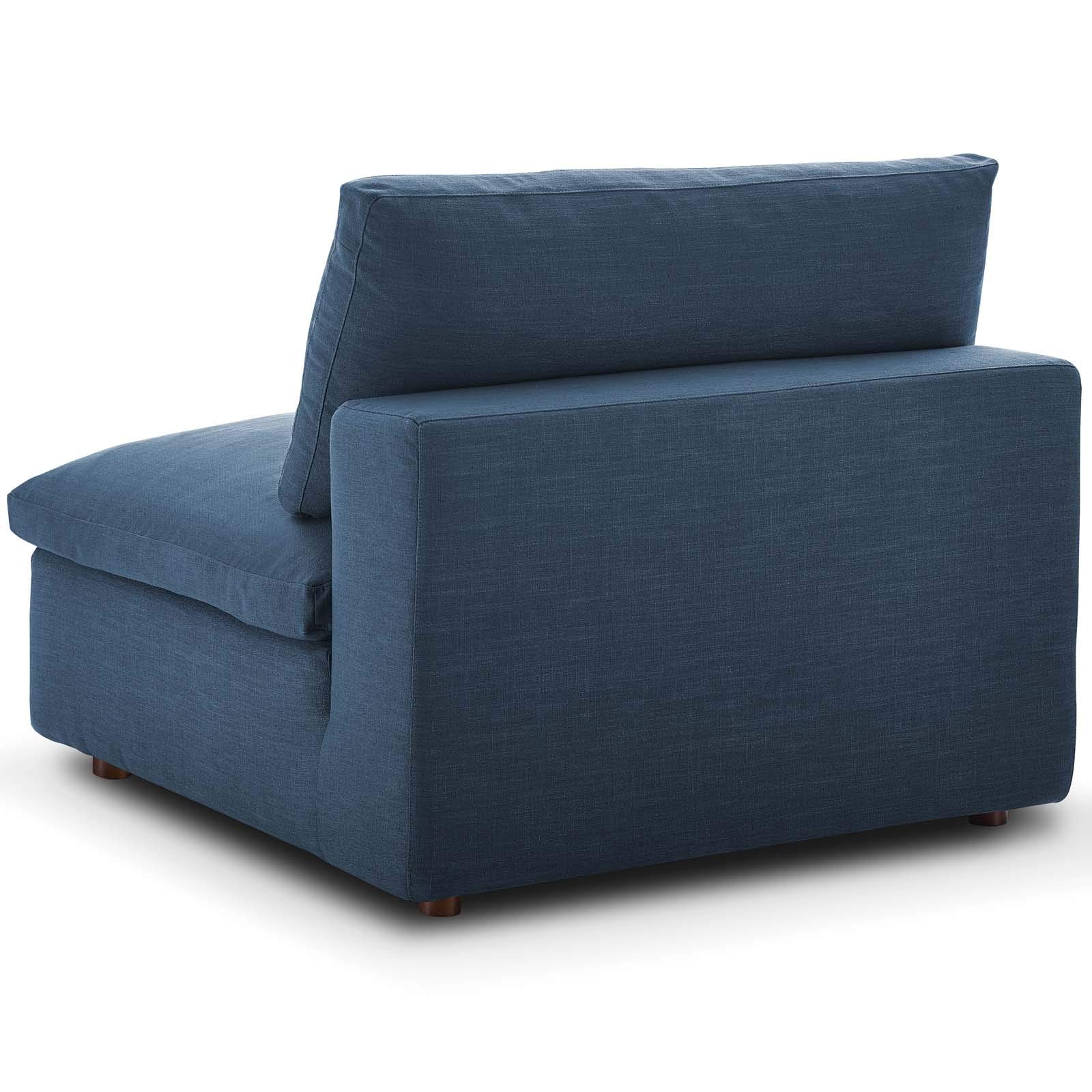 Modway Commix Down-Filled Overstuffed Upholstered Armless Sectional Sofa Chair in Azure Blue - Modern Living Room Seating for Small Spaces & Home Theater Lounging