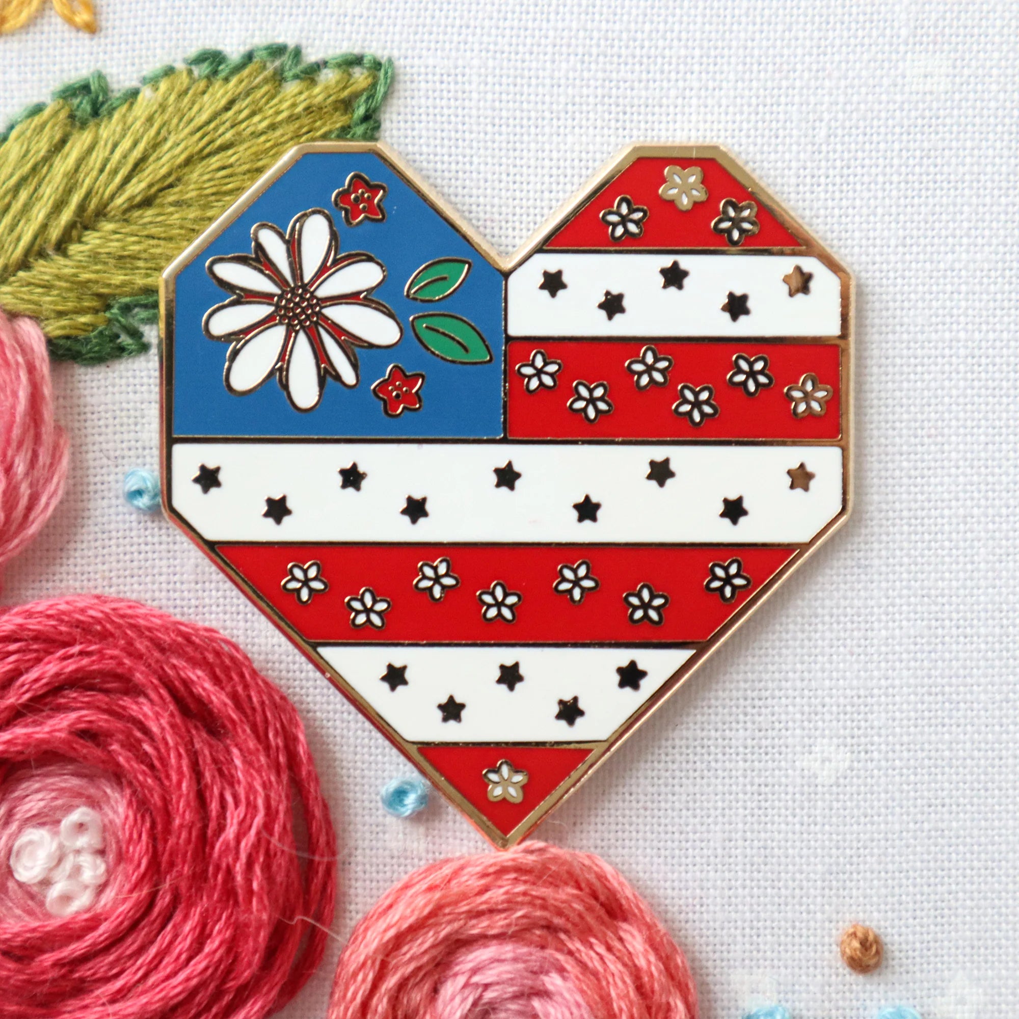 Sweet Freedom Heart Needle Minder for Sewing & Embroidery - Magnetic Pin Holder by Flamingo Toes - Perfect for Quilting, Cross Stitch & Craft Projects