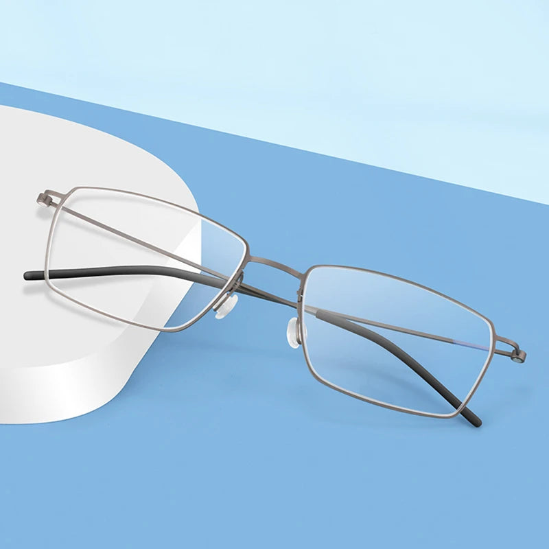Black Titanium Square Screwless Eyeglasses for Women - Lightweight Full Rim Frame 65509 | Perfect for Work, Reading & Everyday Wear