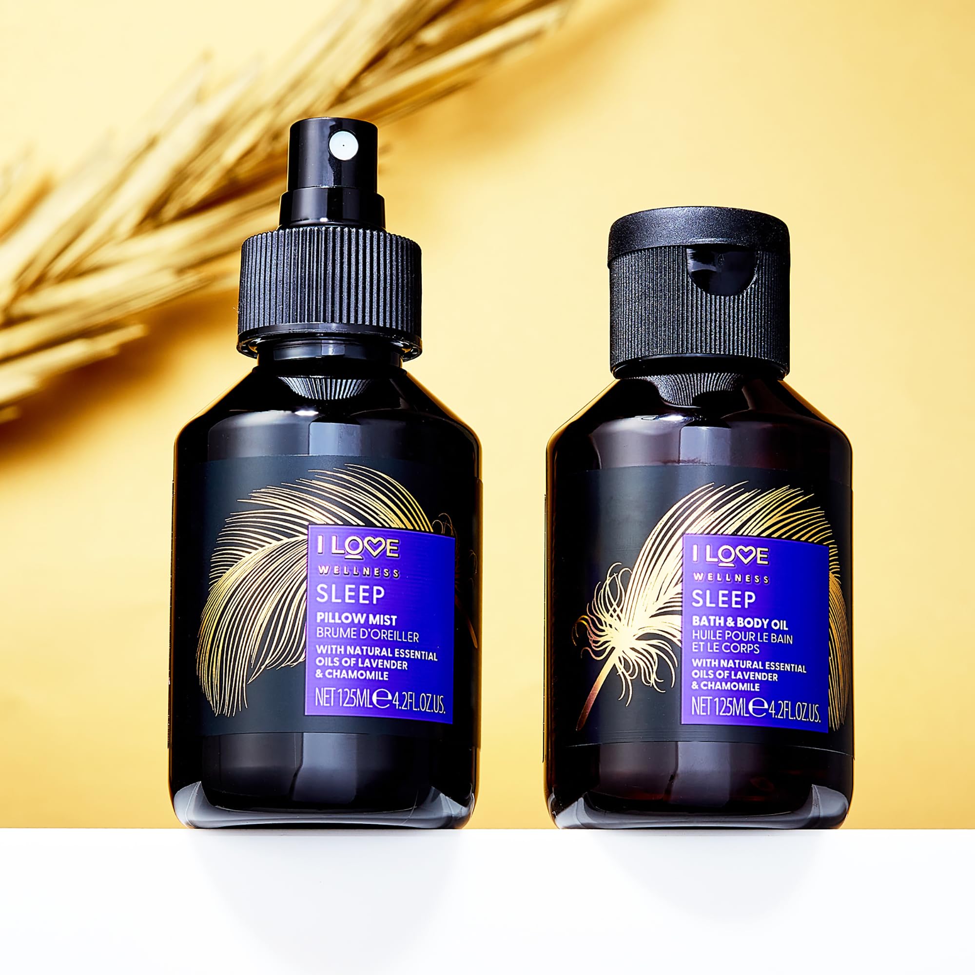 I LOVE Wellness Sleep Bath & Body Oil - Lavender Chamomile Essential Oil Blend for Dry Skin, Relaxation & Better Sleep - 4.2 oz | Perfect for Nighttime Baths, Massage & Aromatherapy