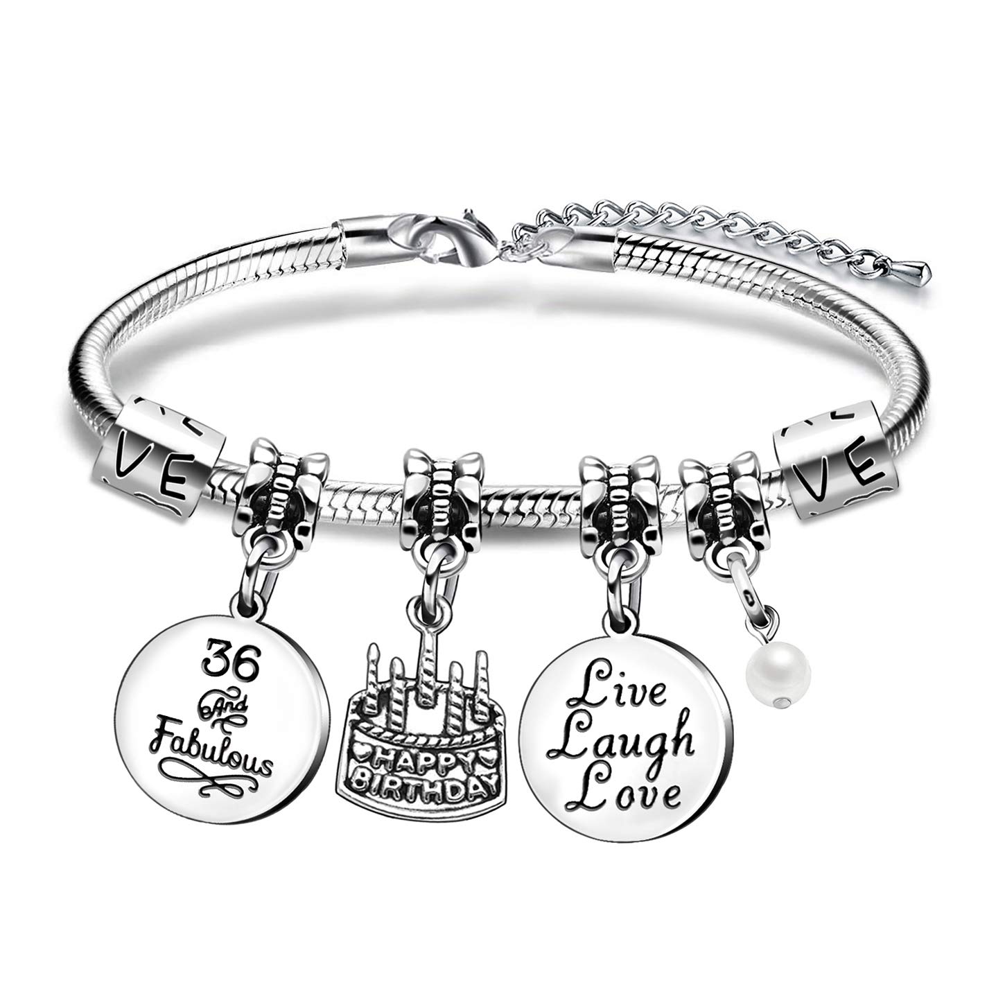 Lauhonmin Charm Bracelet for Women & Girls - Adjustable Birthday Gift for Ages 10-70 - Perfect Christmas & New Year Present - Jewelry for Parties, Anniversaries & Special Occasions