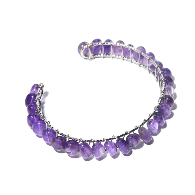 Natural Amethyst Crystal Bangle Bracelet for Women - Healing Stone Jewelry for Meditation, Yoga & Spiritual Gifts