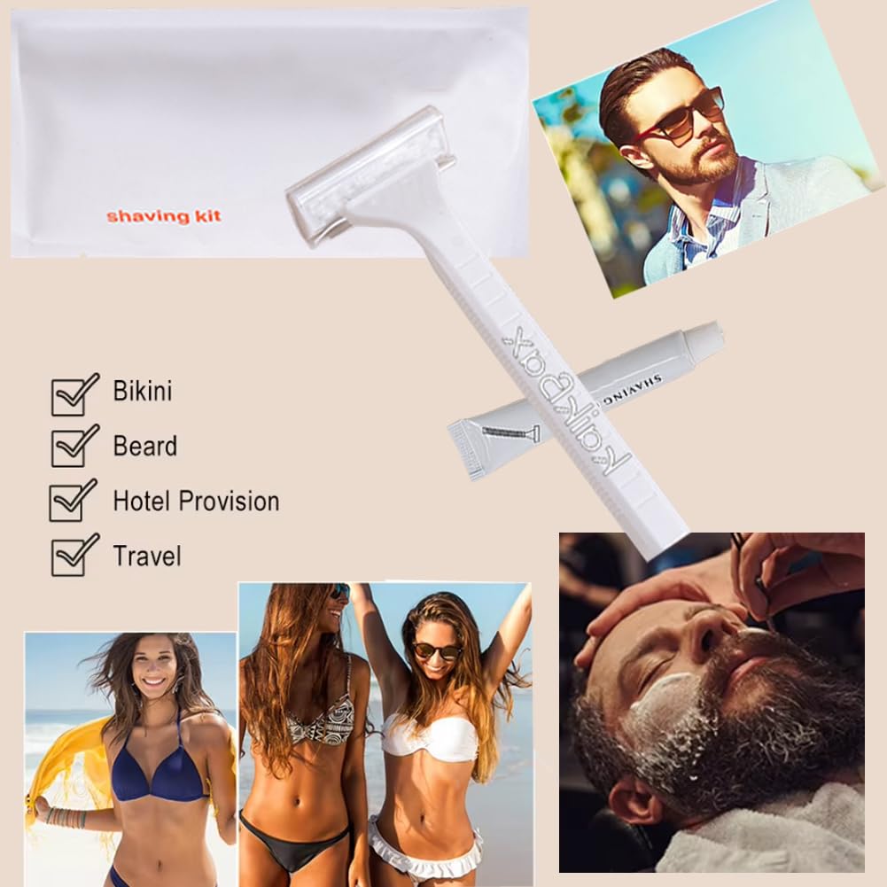 20 Pack Individually Wrapped Disposable Razors with Shave Cream - Travel Shaving Kit for Men & Women - Hotel Toiletries, Home Use & On-The-Go Grooming Essentials - Perfect for Travel, Gym Bags & Guest Bathrooms