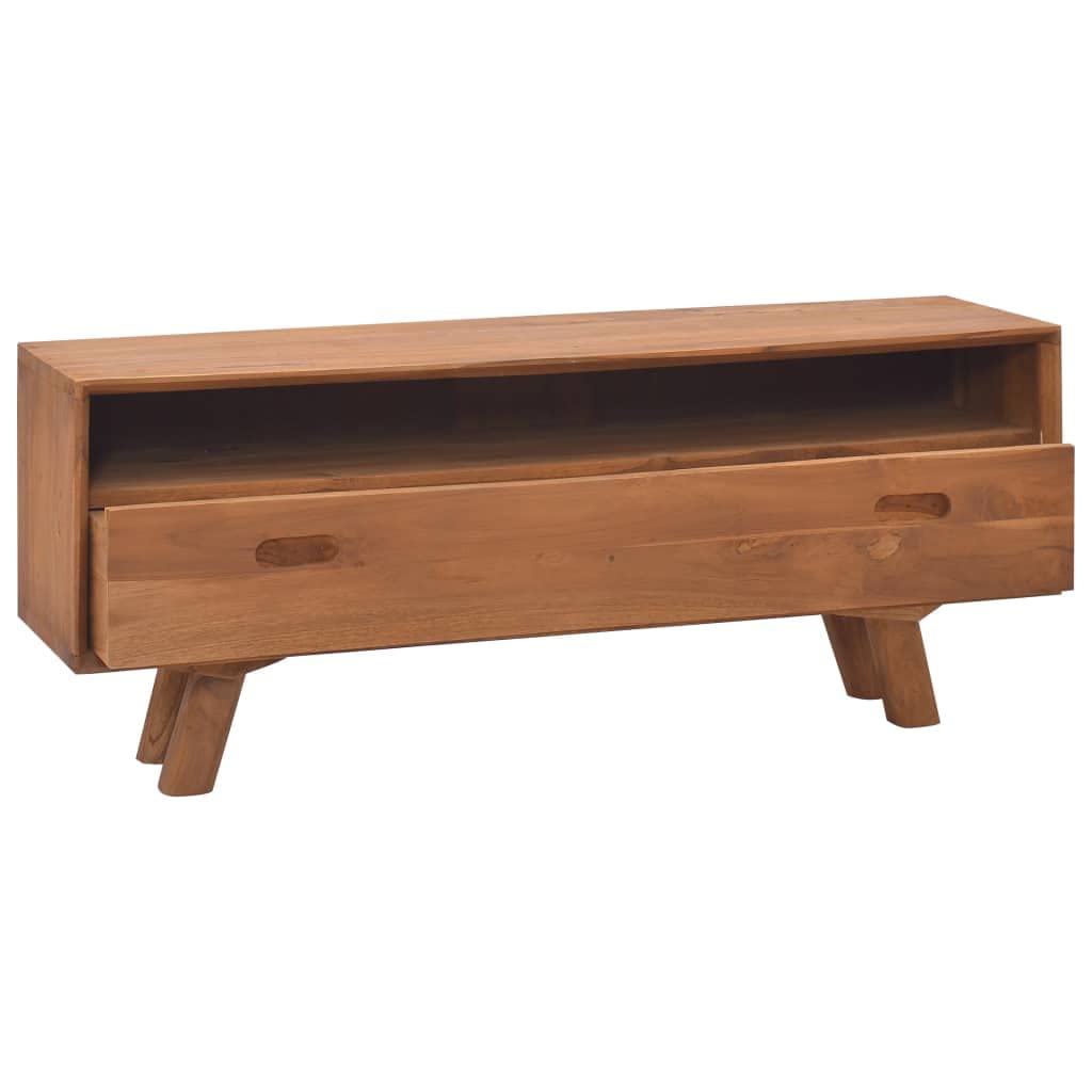 Mid-Century Modern TV Stand with 1 Shelf & 3 Drawers - Rustic Brown Wood Entertainment Center for Living Room | Perfect for 55-75 Inch TVs, Home Theater Setup & Living Room Organization