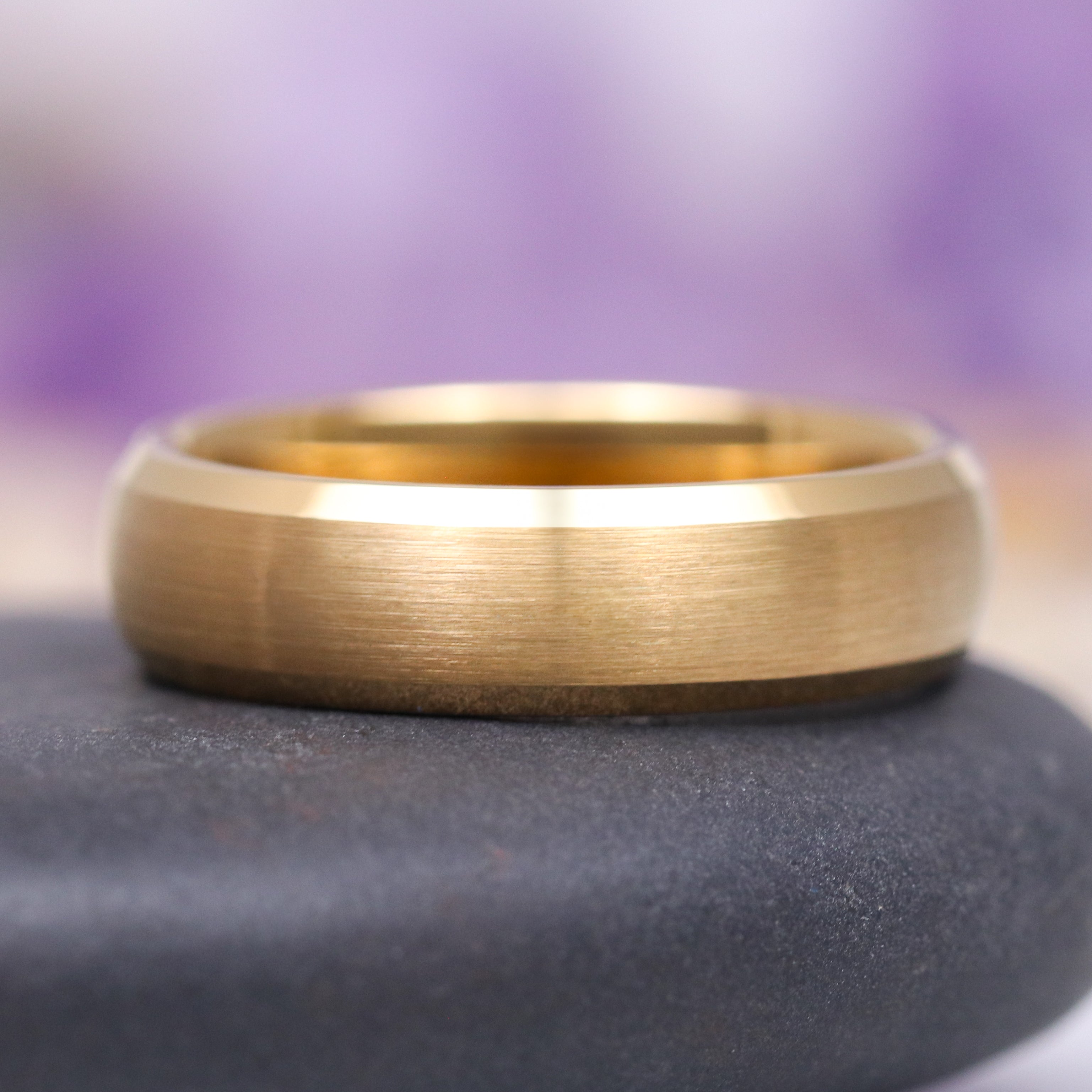 Beveled Edge Gold Couples Ring Set - Matching Wedding Bands for Him & Her - Elegant 14K Gold Plated Rings for Anniversary, Engagement, or Romantic Gift