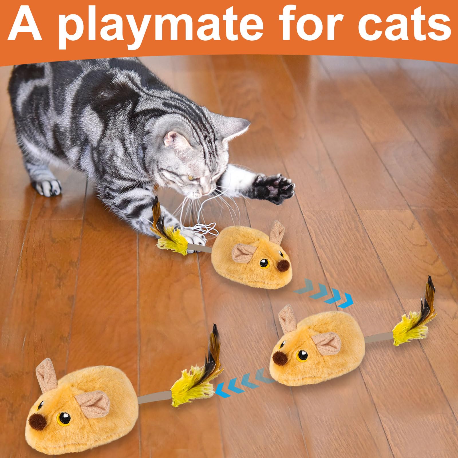 2024 New Interactive Remote Control Cat Toy - Self Moving Mouse for Indoor Cats, Squeaky Exercise Toy for Self Play & Birthday Gifts (Yellow) - Perfect for Playtime, Training & Keeping Indoor Cats Active