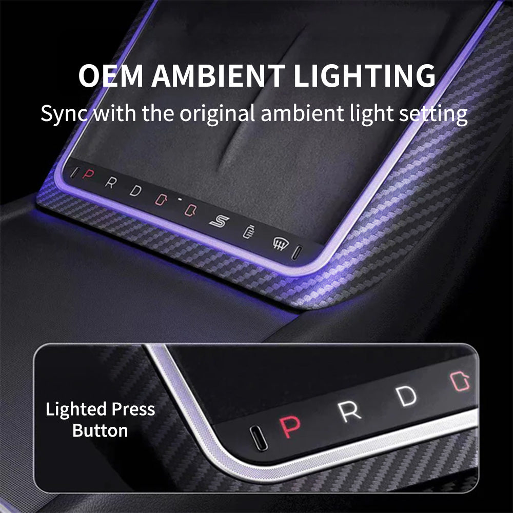 2025.03+ Tesla Model Y Juniper Smart Center Console Button Panel - OEM Style Gear Selector with LED Lights & Shortcut Functions | Perfect for Tesla Upgrades & Customization