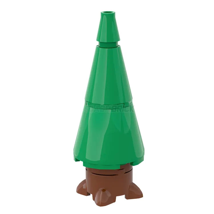 LEGO Wide Pine Tree Building Kit - Green Brick Built MiniMOC for Christmas Village, Winter Train Layout & Holiday Displays