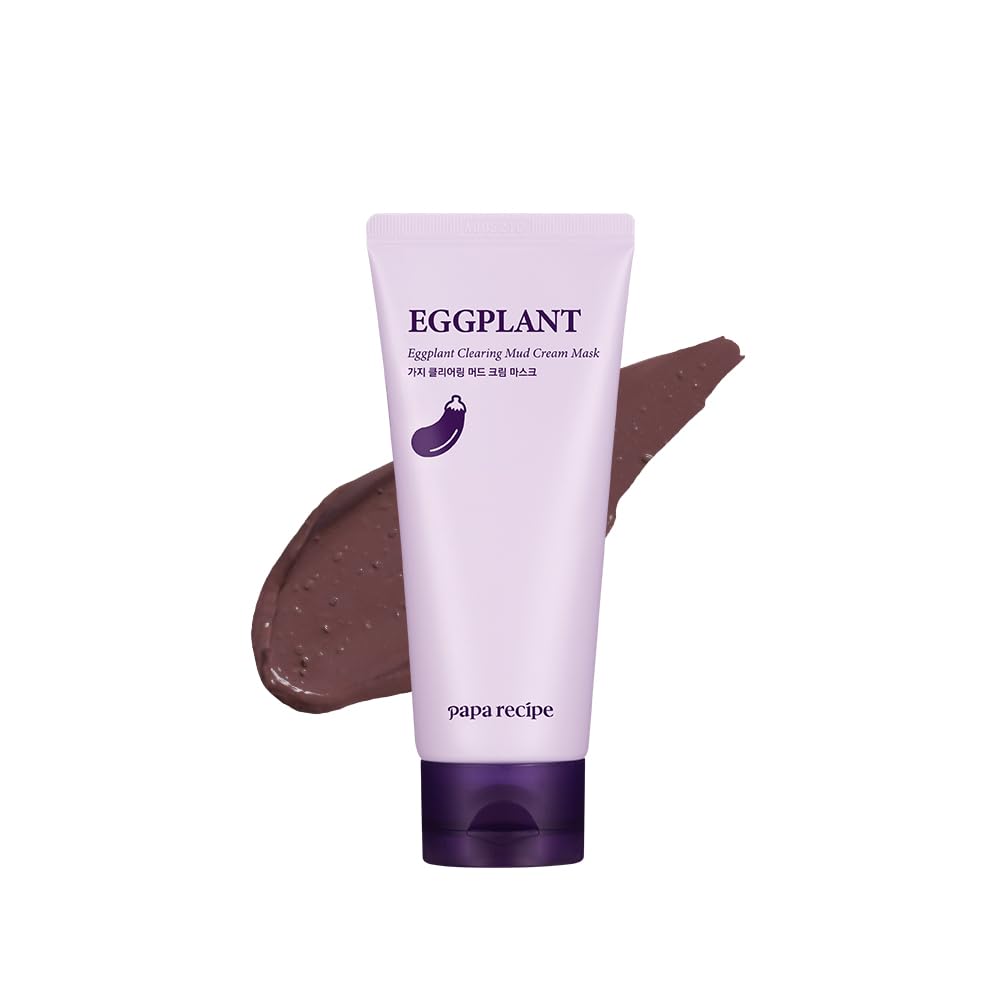 Papa Recipe Eggplant Mud Cream Mask - Hydrating Wash Off Face Pack, Pore Cleansing Exfoliator | Korean Skin Care for Men & Women (100ml/3.38 fl oz) | Deep Cleansing for Oily & Acne-Prone Skin, Spa Day Essential
