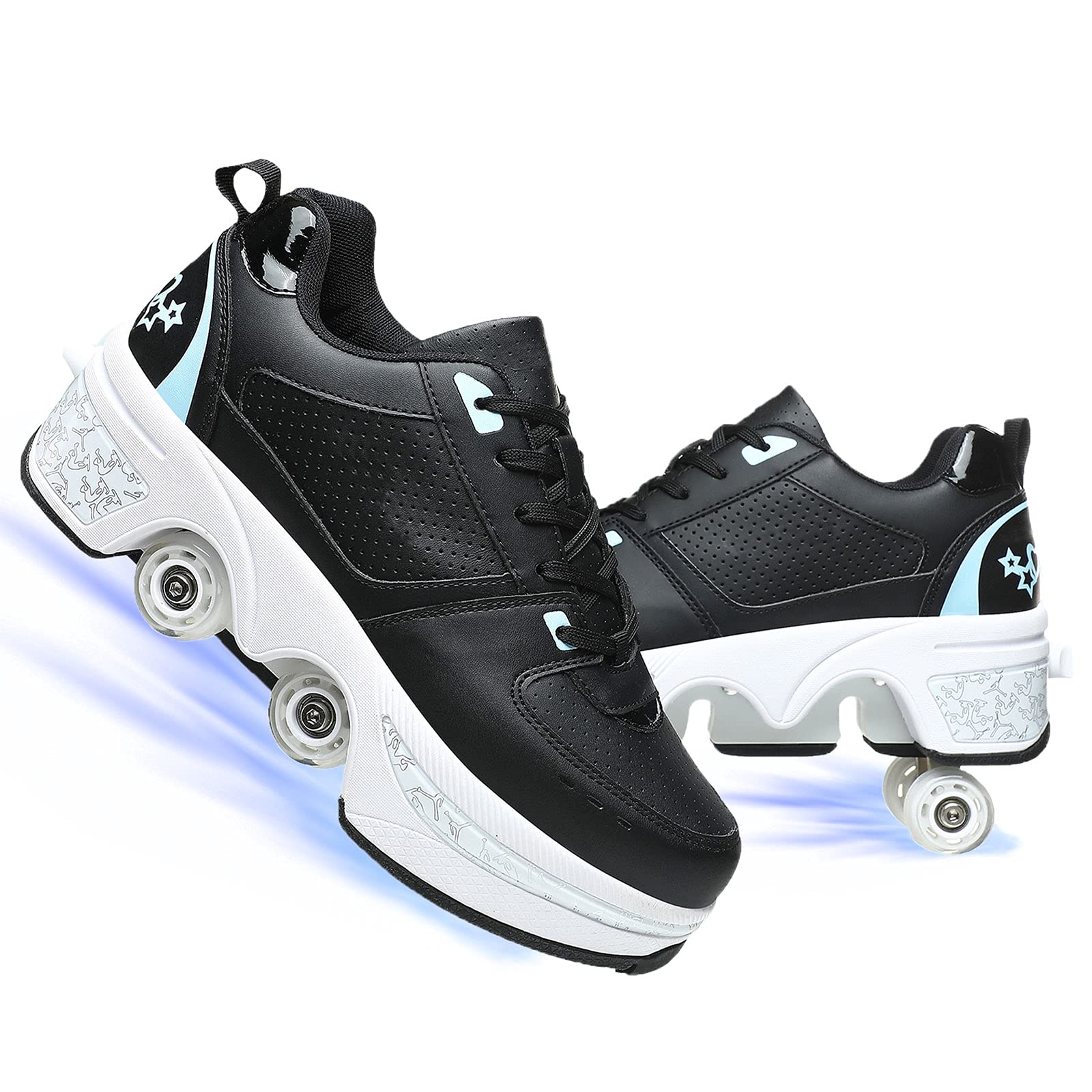 NNZZY Roller Shoes for Adults & Kids - Adjustable Wheeled Sneakers for Walking, Running & Outdoor Sports - Fun Roller Skate Shoes for Men, Women, Boys & Girls - Perfect for Commuting, Fitness & Playtime