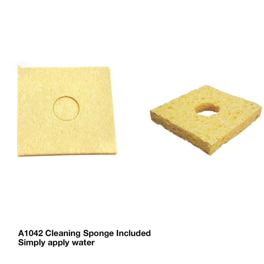 HAKKO C1100 Soldering Iron Stand with Cleaning Sponge - Secure Holder for Soldering Irons, Perfect for Electronics Repair, DIY Projects & Jewelry Making