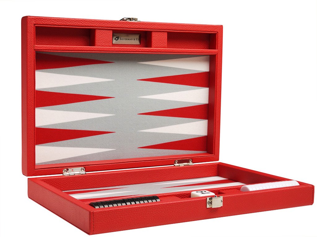 13-Inch Premium Backgammon Set - Travel Size Backgammon Board Game with Red Wooden Board - Perfect for Camping, Beach Trips & Family Game Nights