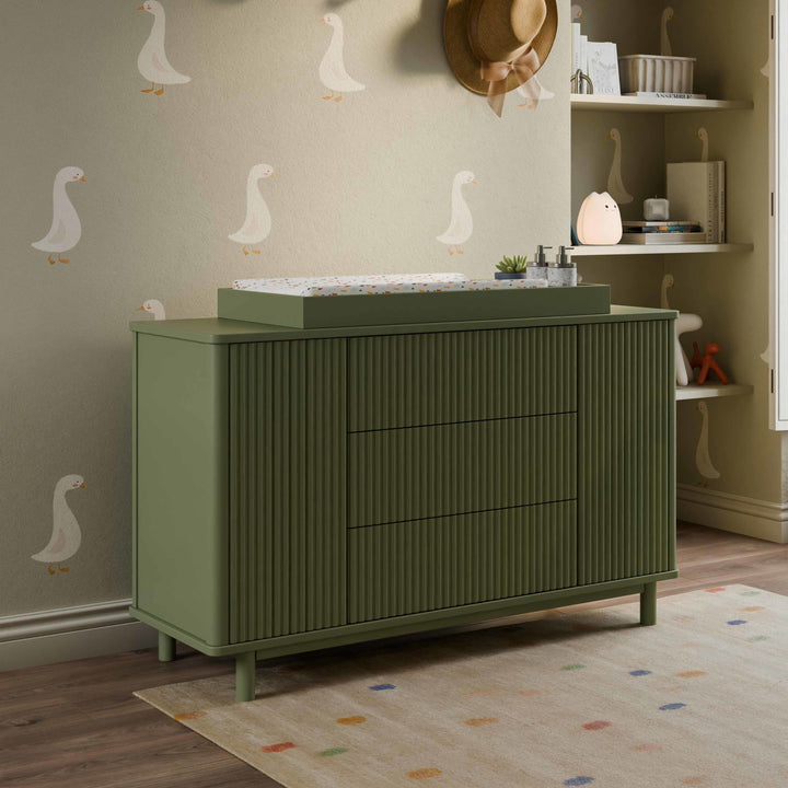Babyletto Pogo Tambour Assembled Dresser - Modern Nursery Dresser with 6 Drawers, White & Wood Finish - Perfect for Baby Room Organization & Storage