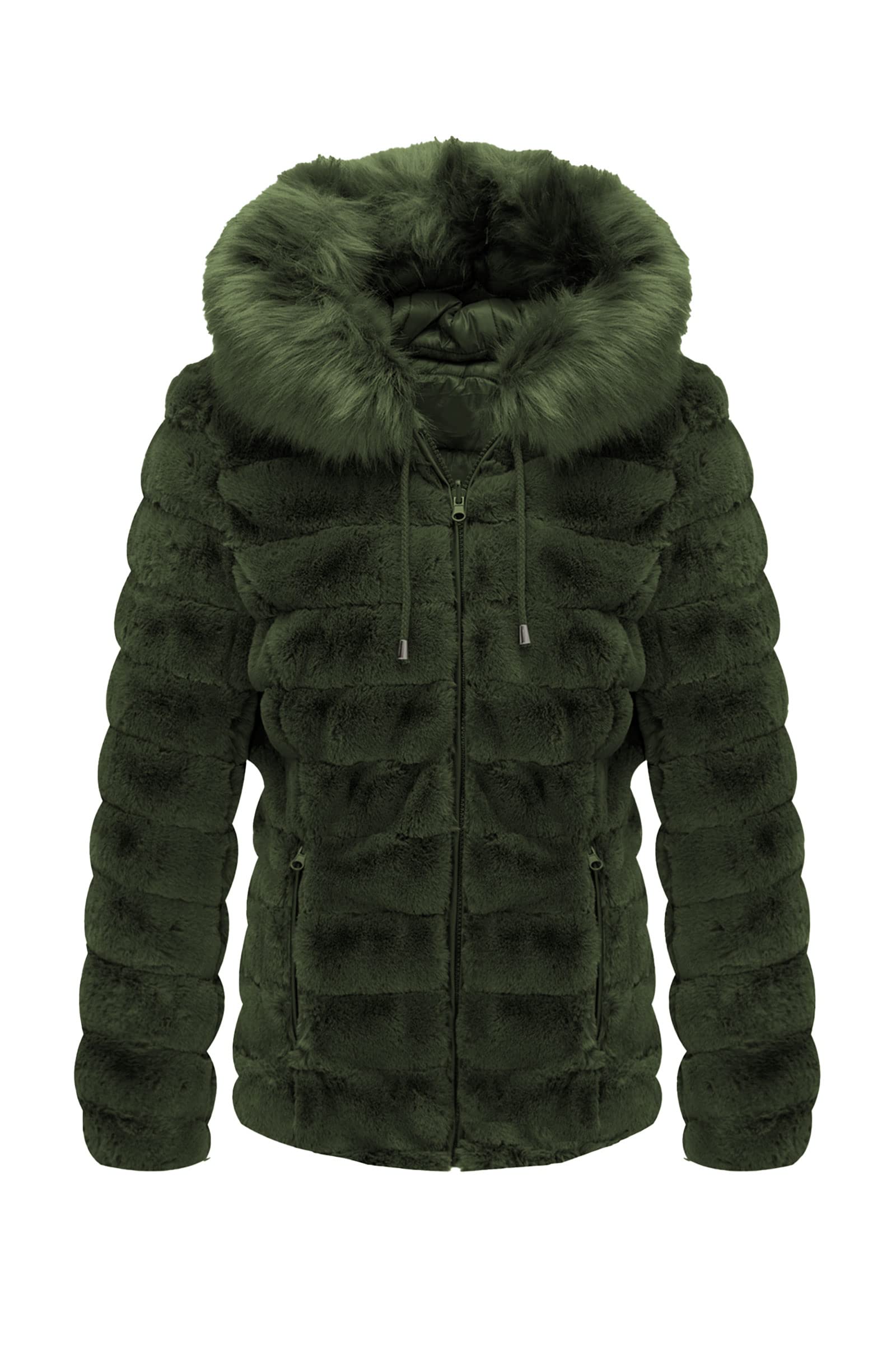 Bellivera Women's Reversible Faux Fur Jacket - Double Sided Winter Coat with Hood & Fur Collar | Warm Fashion Outerwear for Fall, Winter & Spring | Perfect for Casual Outings, Travel & Cold Weather