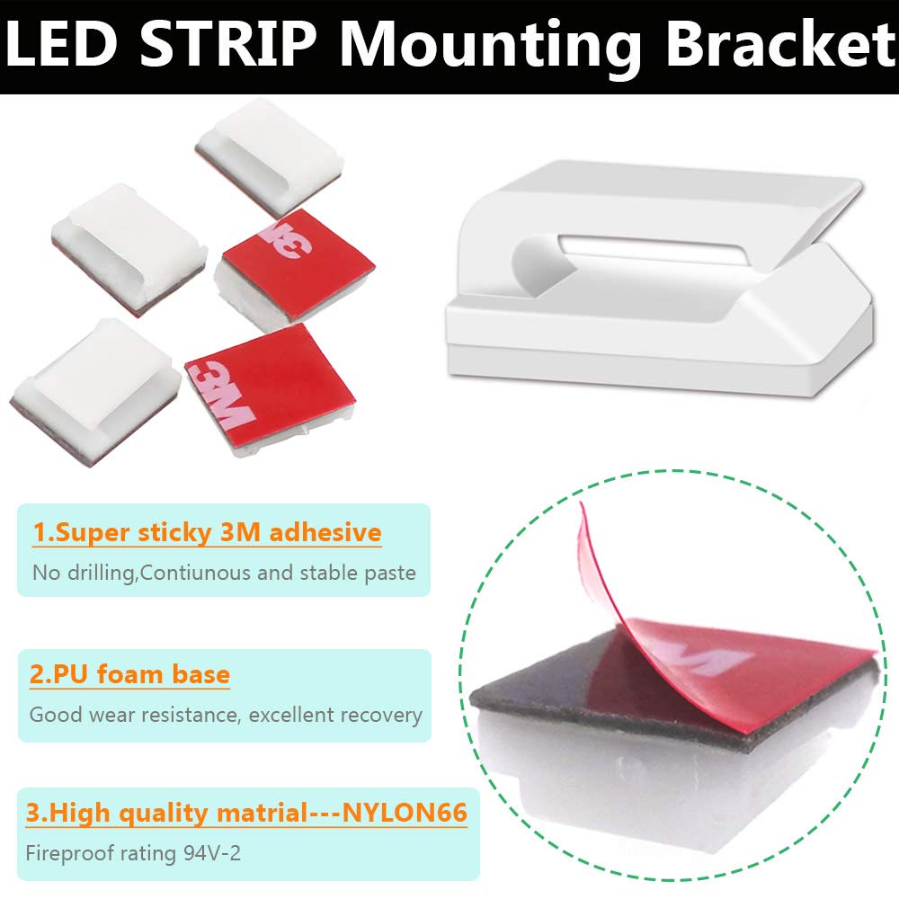 100-Pack Mounting Fixing Clips with Screws & 50-Pack Self-Adhesive LED Strip Brackets for 10mm Width LED Light Strips - Perfect for Home, Office, and DIY Lighting Projects