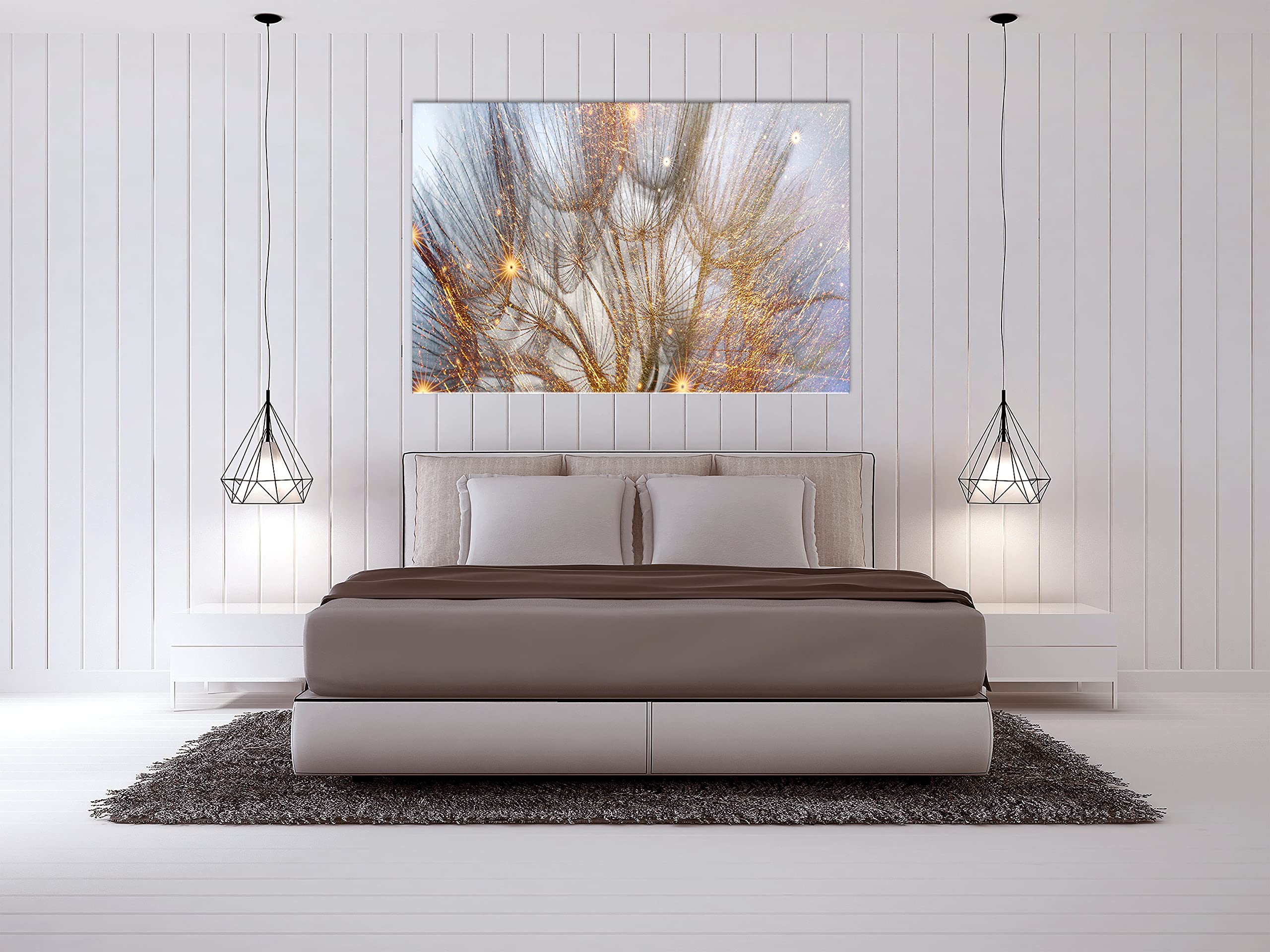 Artgeist Acoustic Canvas Wall Art Print - 35x24 inch Dandelion Soundproofing Picture with Acoustic Foam for Home & Office Decor | Flowers Botanical Nature Plants Meadow Artwork | Perfect for Living Room, Bedroom, Studio Acoustics