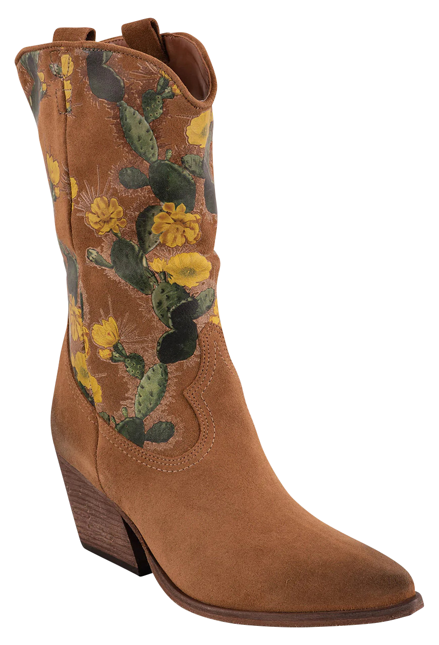 Golo Women's Cowboy Boots - Genuine Leather & Cactus Suede Western Booties for Country Dancing, Rodeo & Casual Wear - Stylish Cowgirl Ankle Boots for Women
