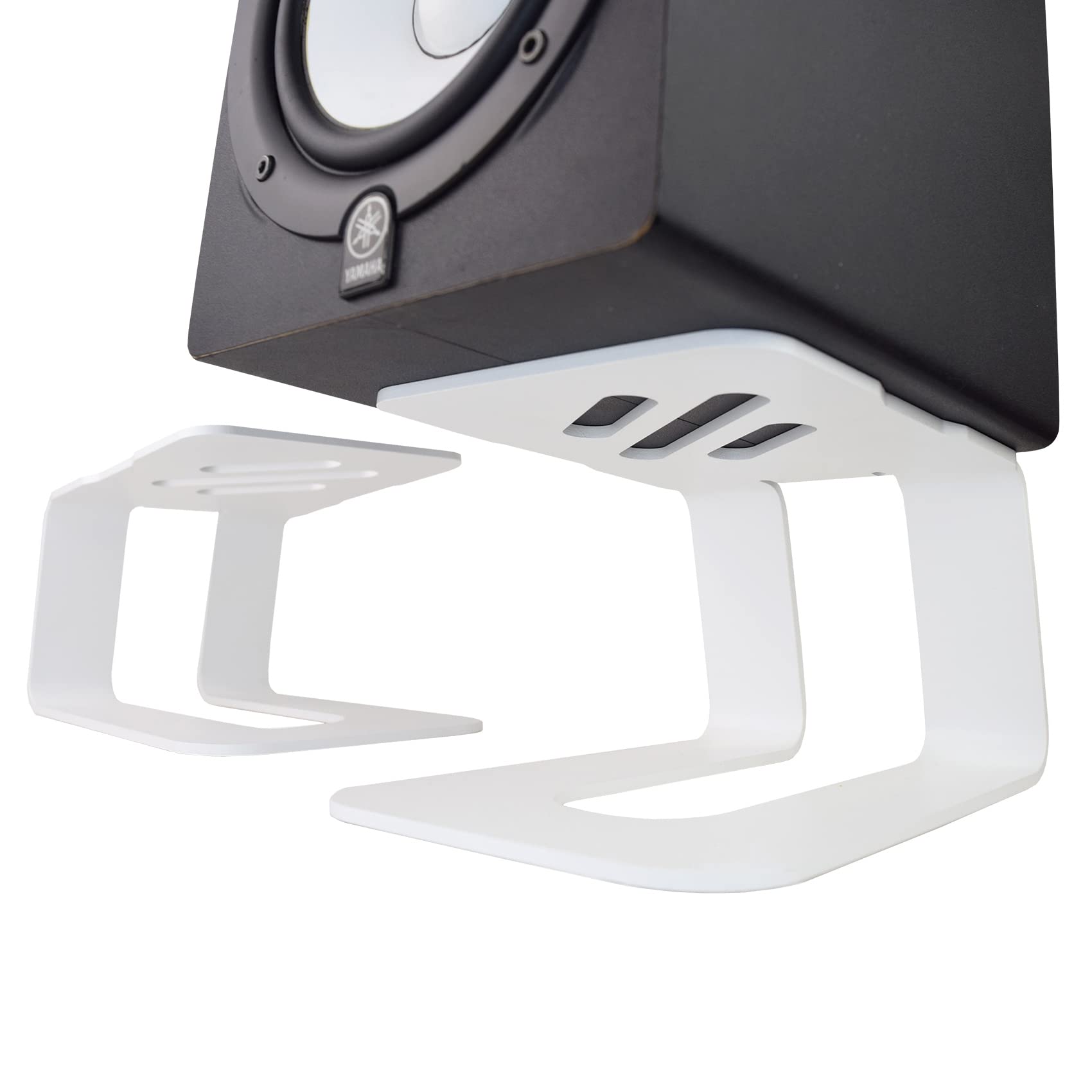 Soundrise PRO5 Studio Monitor Stands - Heavy Duty Pair for Bookshelf Speakers, Sonos Play Five, Yamaha HS5 - Vibration Dampening & Decoupling - Matte White Desktop/Table Stands - Made in USA - Perfect for Home Studios & Professional Audio Setups