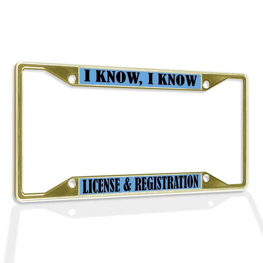 Premium Metal Insert License Plate Frame - Weatherproof Car Accessories with 4 Holes & Solid Gold Insert | Durable Vehicle Registration Holder for Cars, Trucks & SUVs | Perfect for Road Trips, Daily Commutes & Car Shows