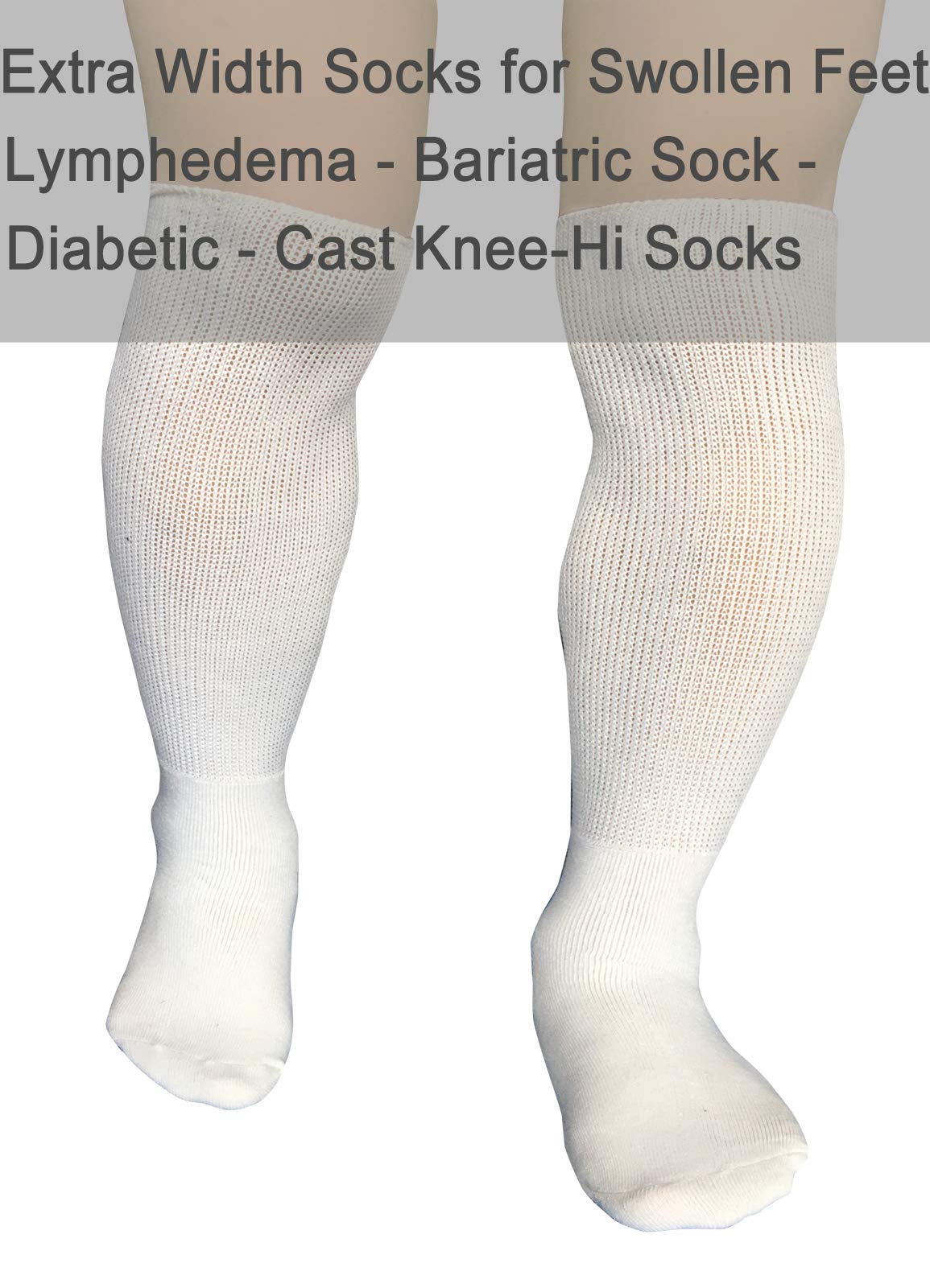 Extra Wide Diabetic Socks for Men & Women - Non-Binding Knee High Compression Socks for Edema, Swelling & Cast - Bariatric Comfort 2-Pack - Ideal for Diabetes Care, Post-Surgery & Daily Comfort